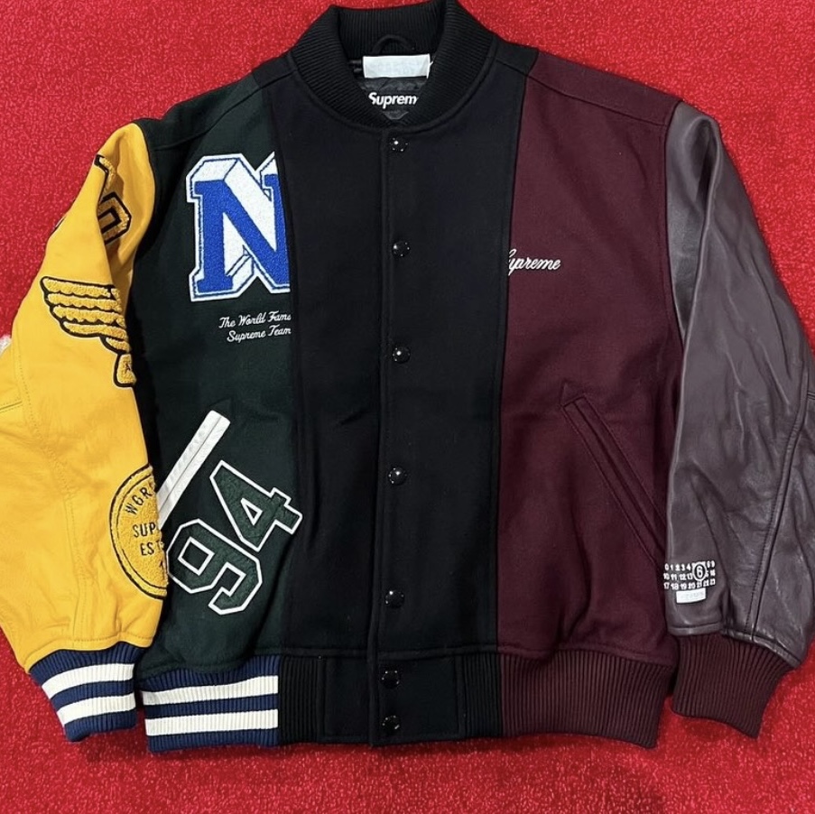 Supreme x MM6 Maison Margiela Split Varsity Jacket Multicolor - 24SS 착용 스타일