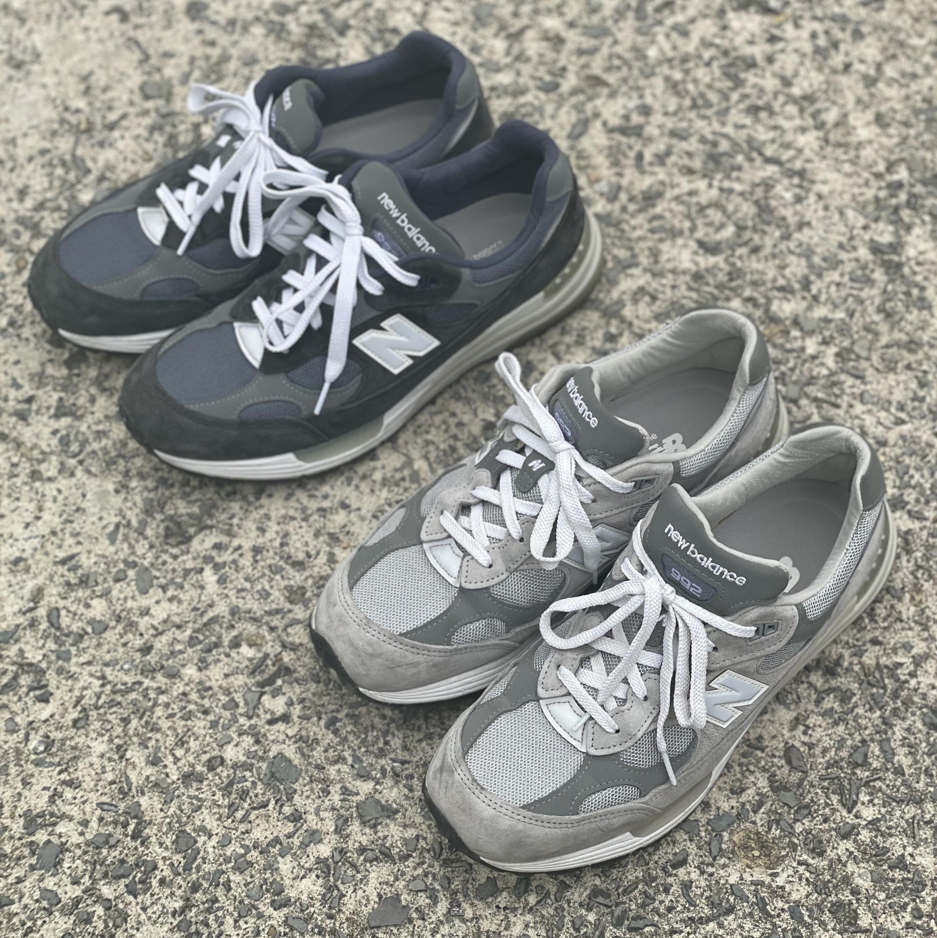 New Balance 992 Made in USA Grey - D Standard, New Balance 992 Made in USA Navy 착용 스타일