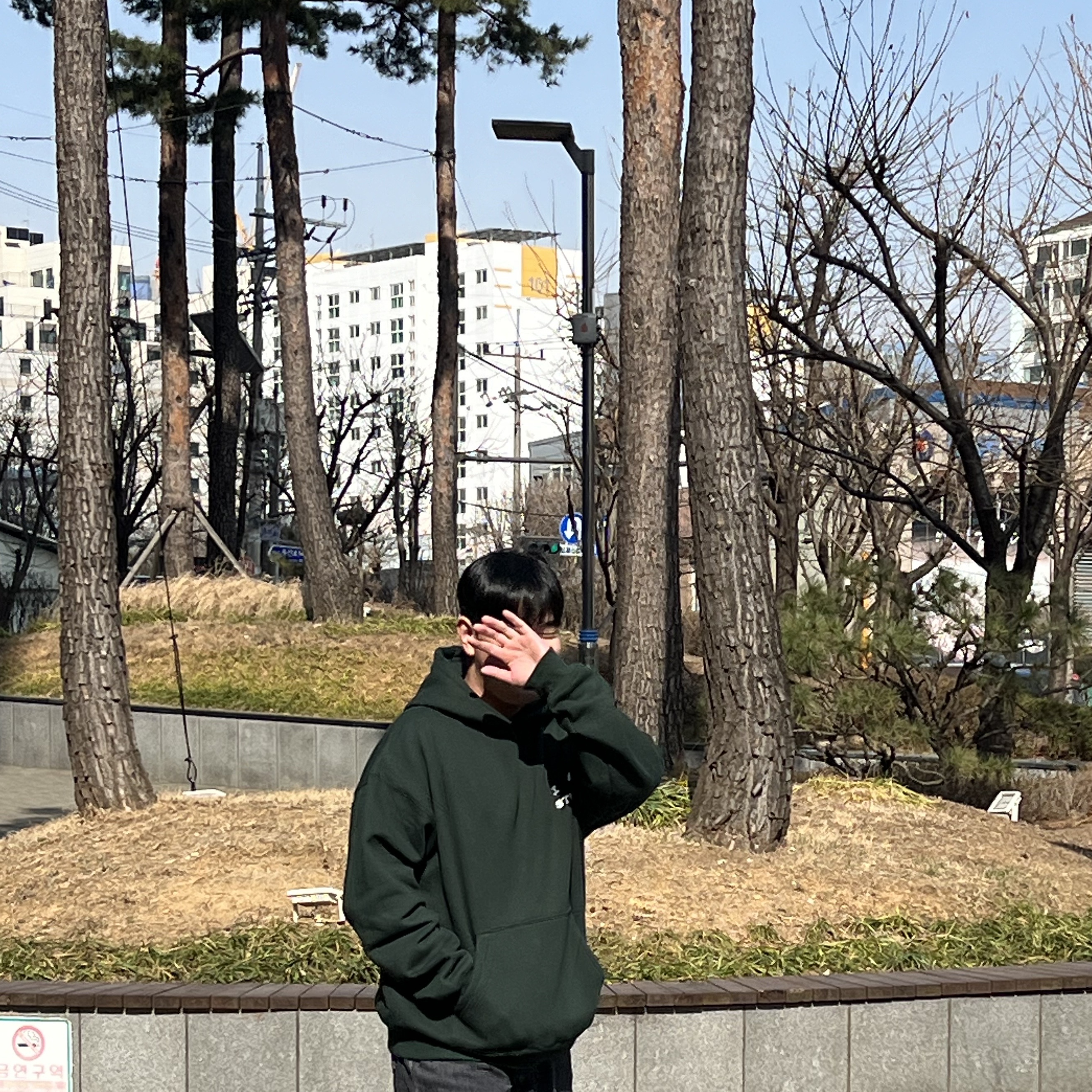 IAB Studio Hoodie Deep Green 착용 스타일