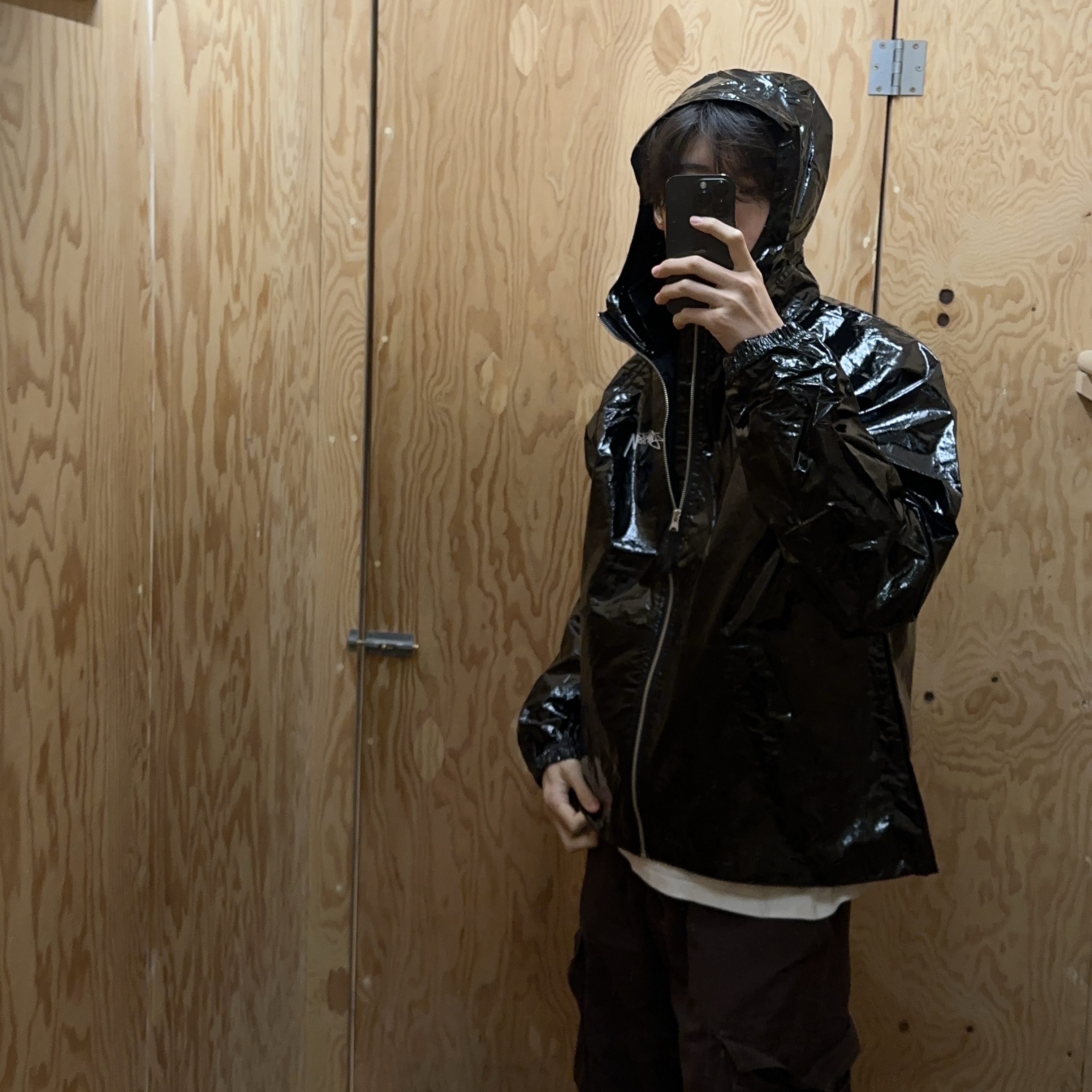 Stussy Beach Shell Coated Ripstop Black 착용 스타일 - 2