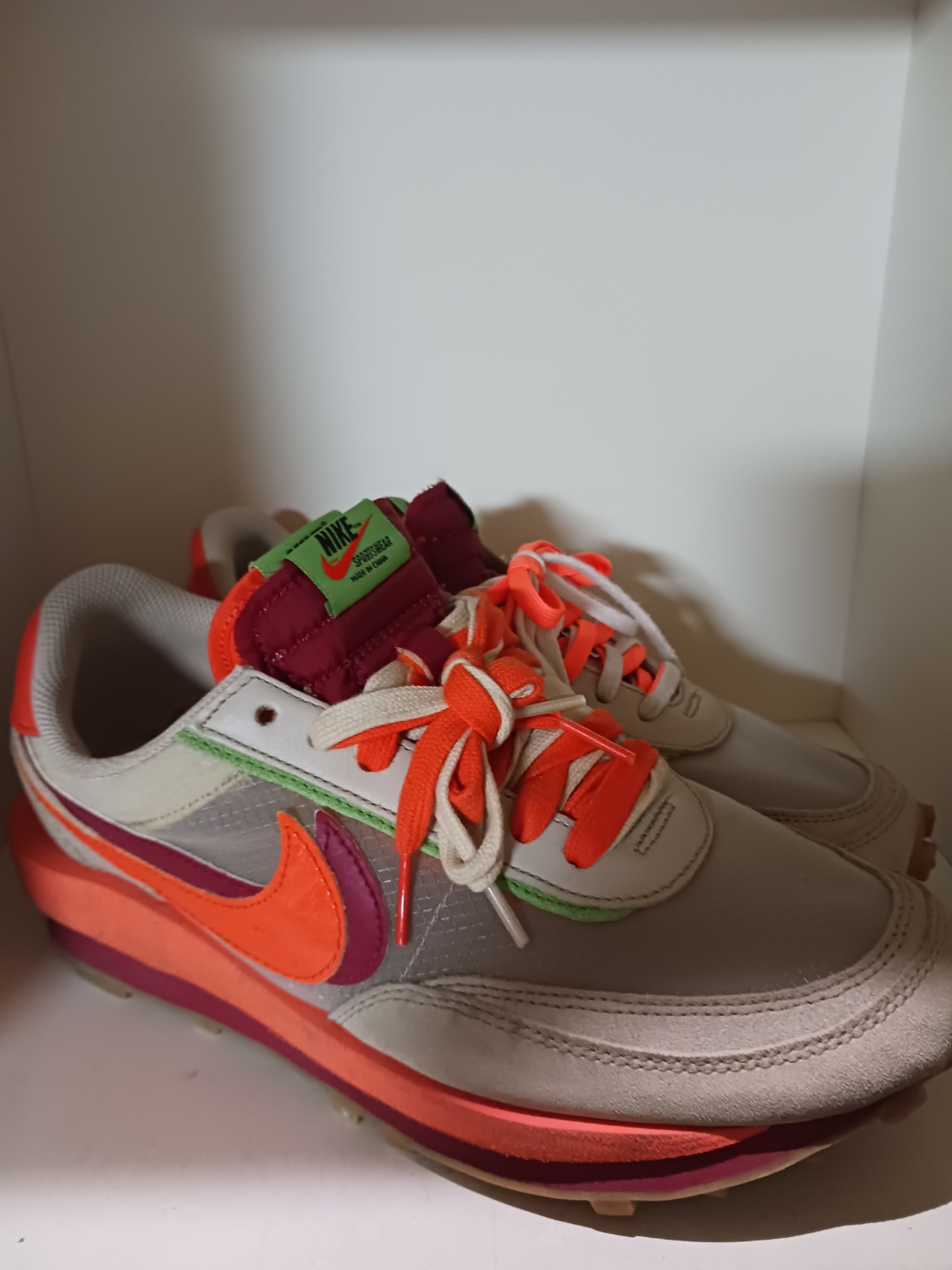 Nike x Sacai x Clot LDWaffle Orange Blaze 착용 스타일 - 2