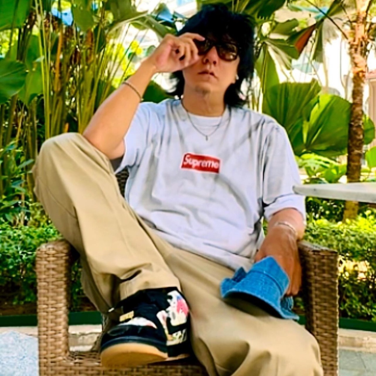 Supreme x MM6 Maison Margiela Box Logo T-Shirt White - 24SS 착용 스타일 - 2