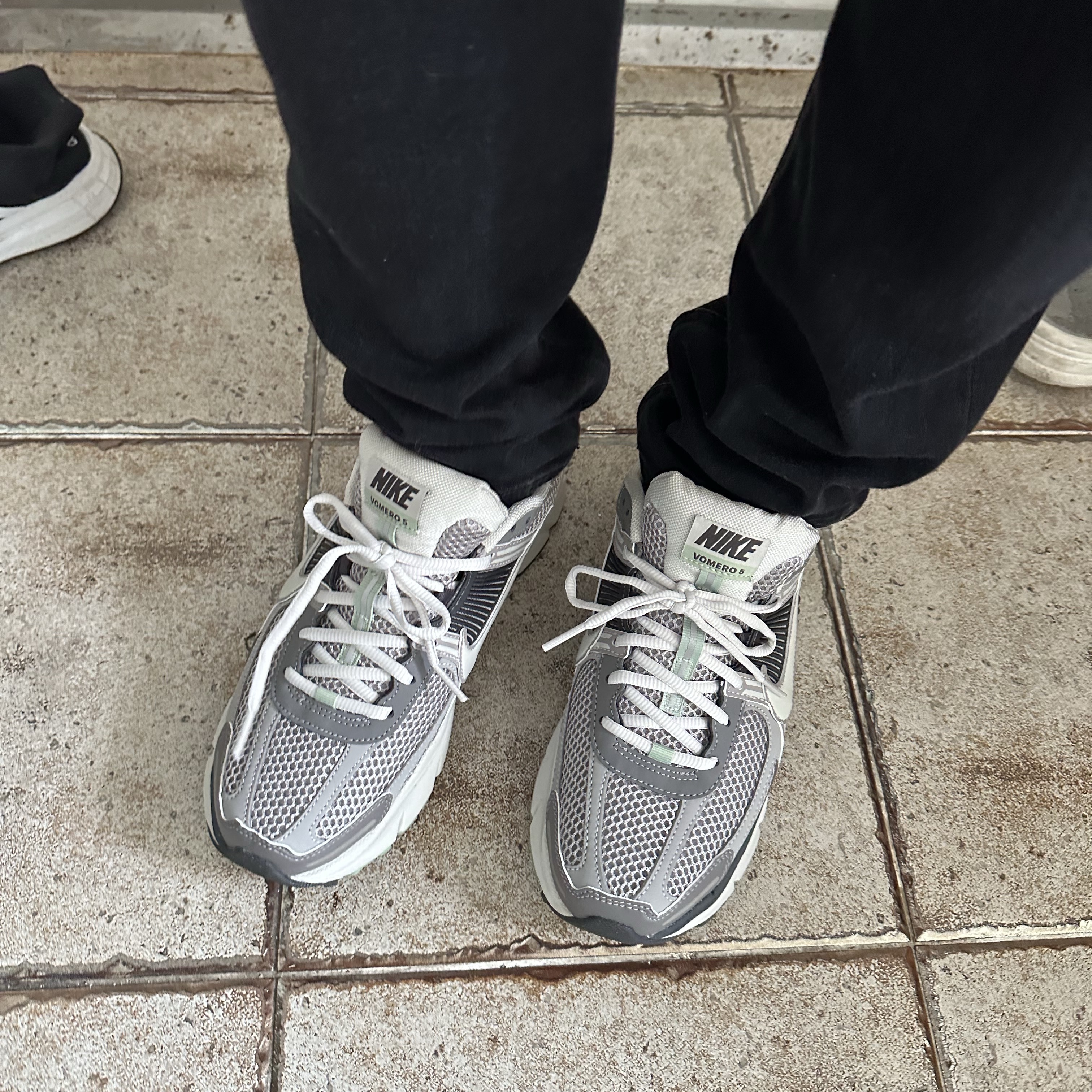 (W) Nike Zoom Vomero 5 Cobblestone and Flat Pewter 착용 스타일