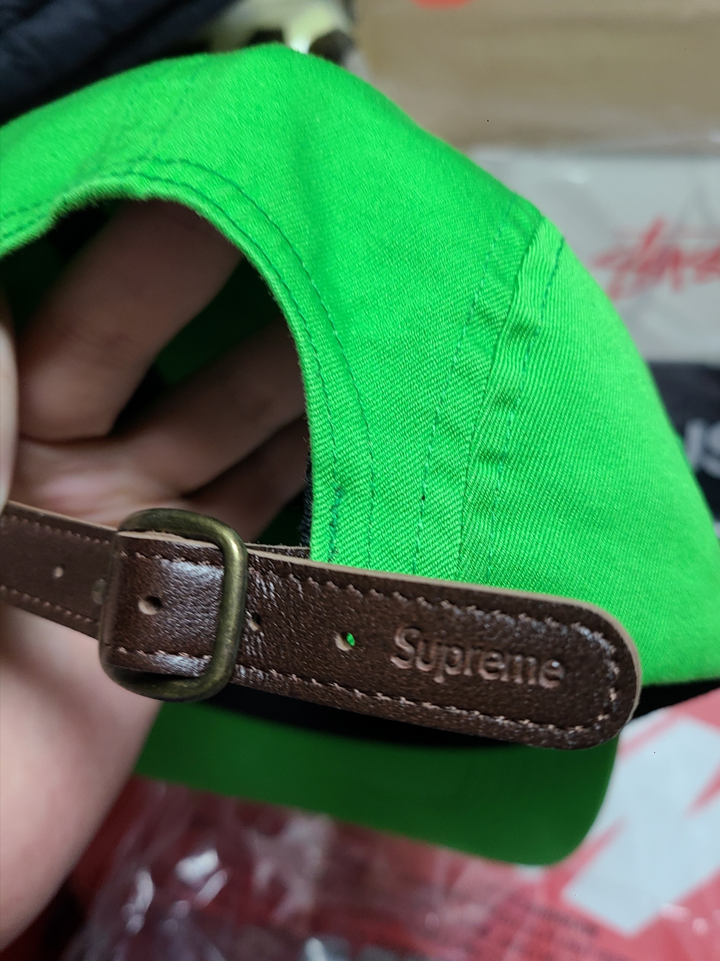 Supreme Washed Chino Twill Camp Cap Green - 24SS 착용 스타일 - 4