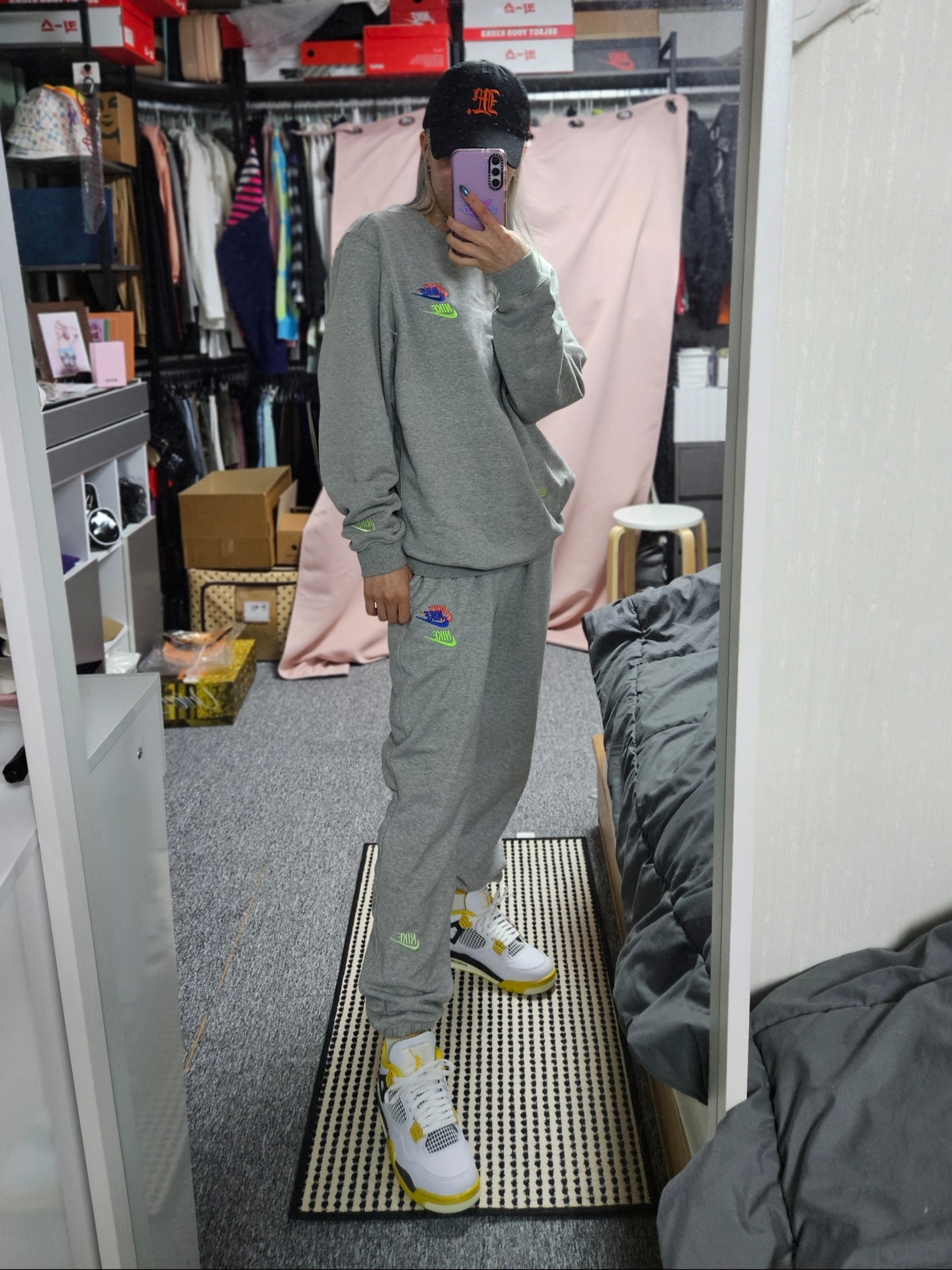 Nike NSW Essential French Terry Crew Dark Grey Heather - US/EU, Nike NSW Essential+ French Terry Pants Dark Grey Heather - US/EU 착용 스타일 - 2