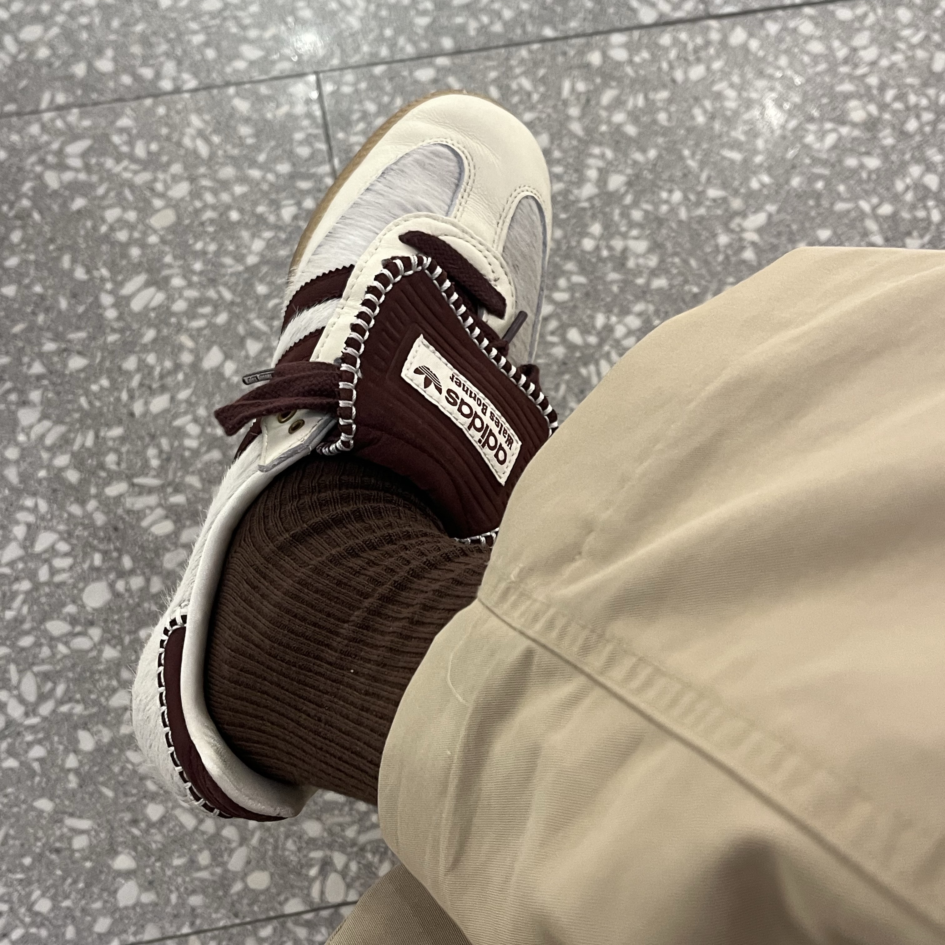 Adidas x Wales Bonner Pony Tonal Samba Cream White Mystery Brown 착용 스타일
