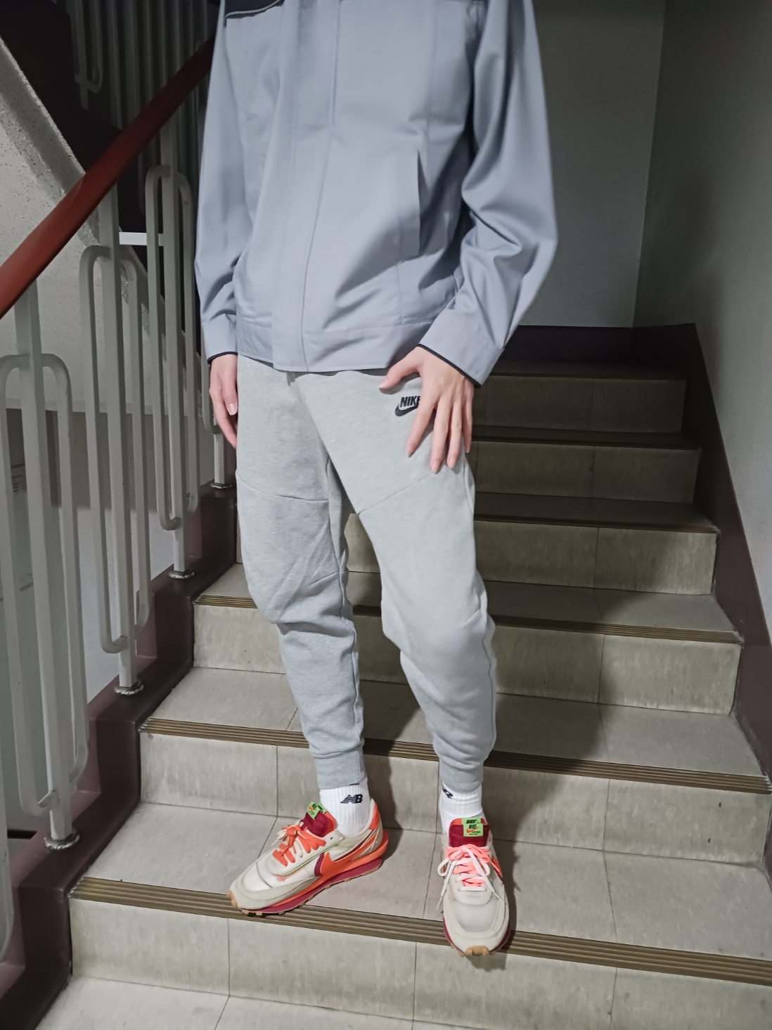 Nike x Sacai x Clot LDWaffle Orange Blaze 착용 스타일 - 2
