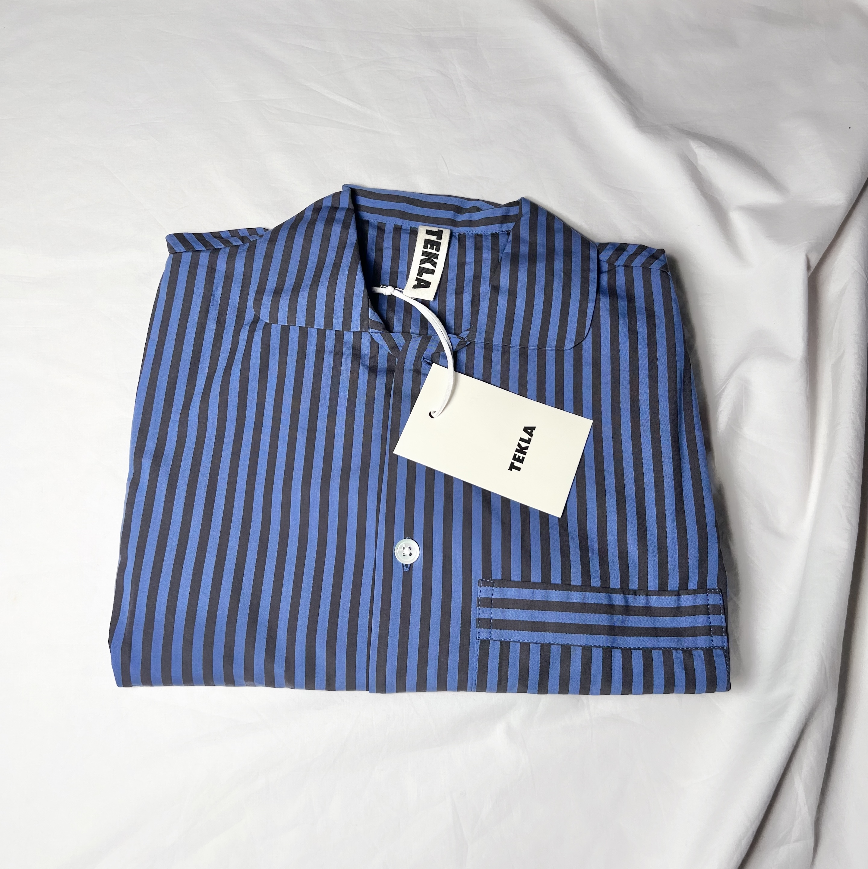 Tekla Poplin Sleepwear Long Sleeved Shirt Verneuil Stripes 착용 스타일