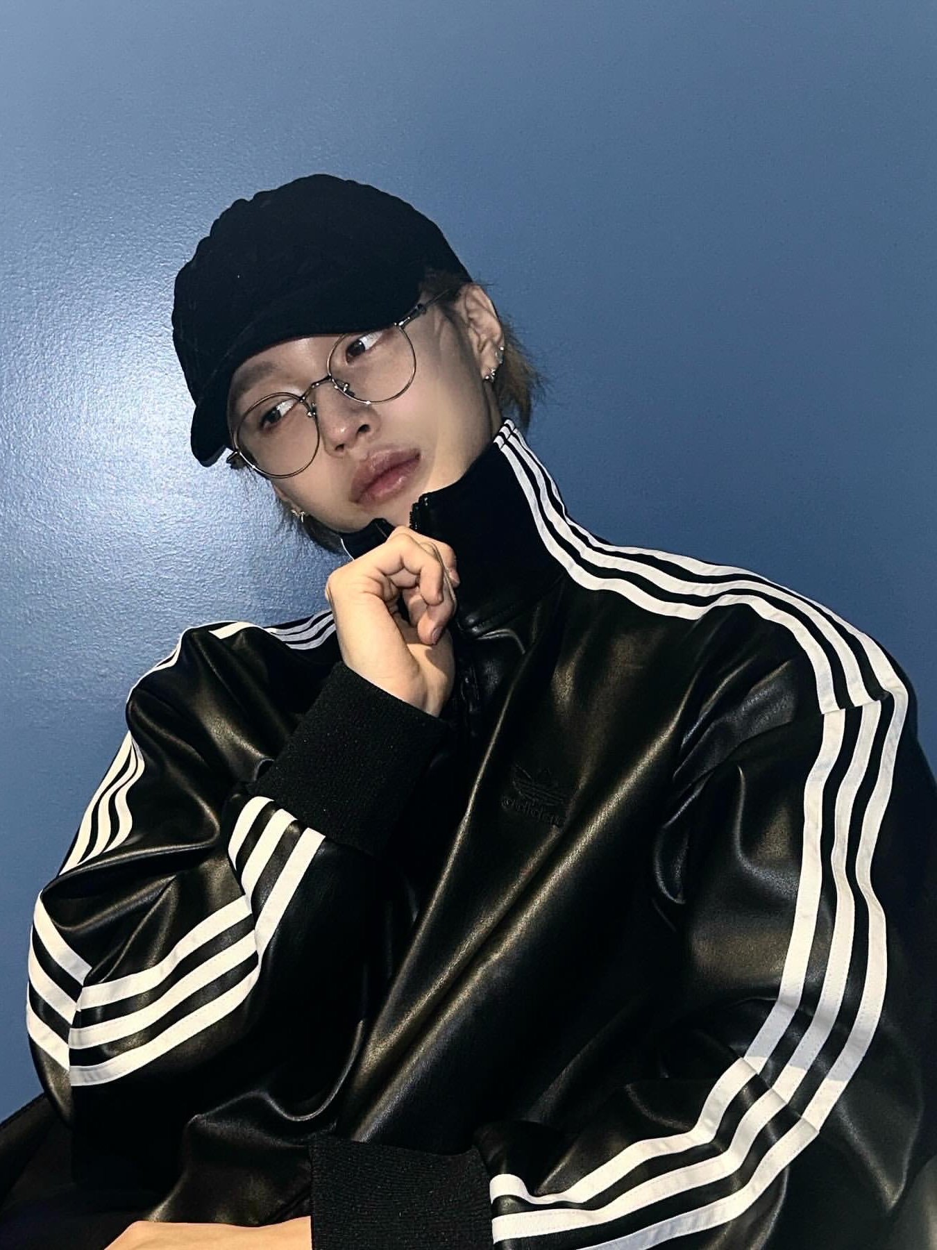 Adidas Faux Leather Adicolor 3S Loose Firebird Tracksuit Jacket Black - KR Sizing 착용 스타일 - 3