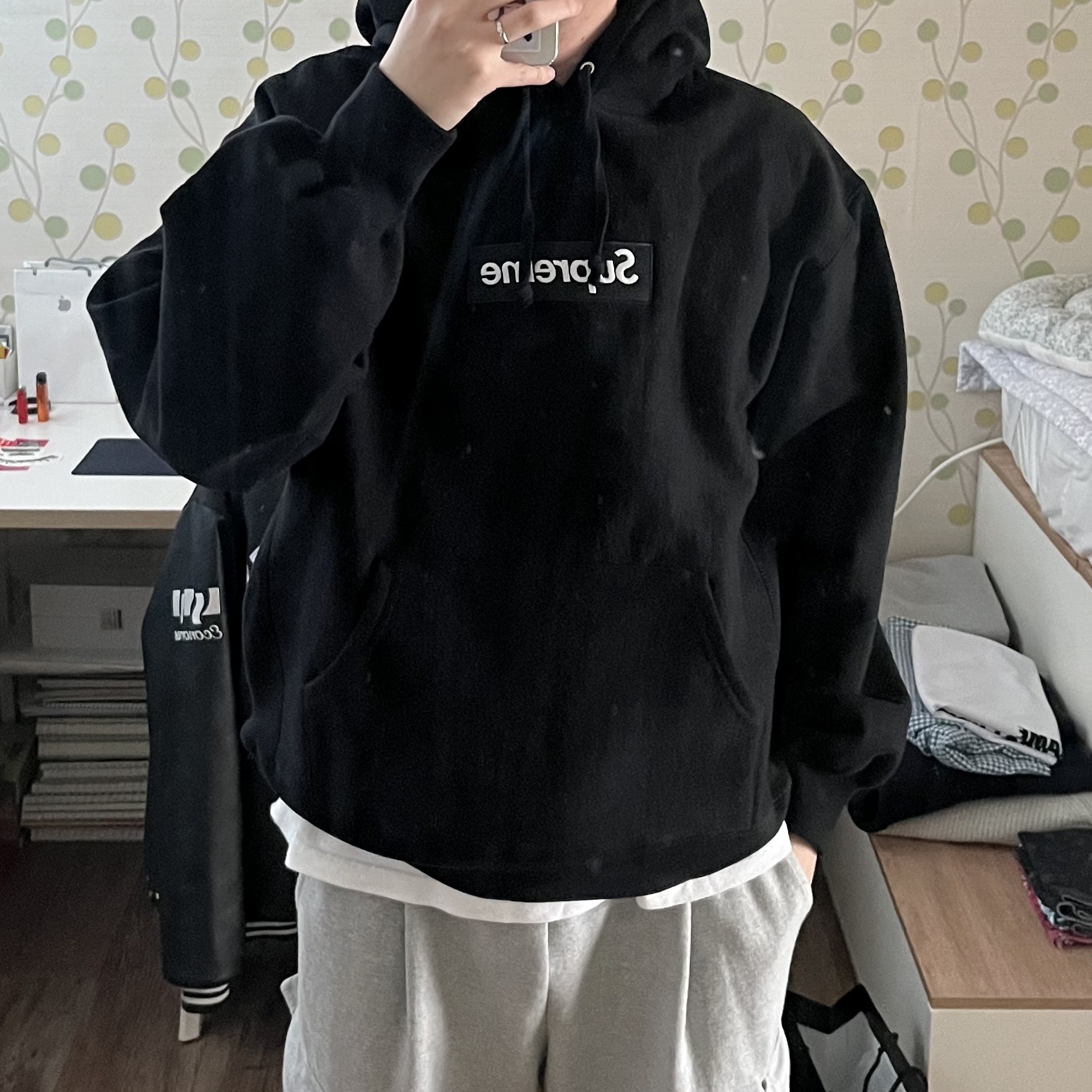 Supreme Box Logo Hooded Sweatshirt Black - 23FW 착용 스타일