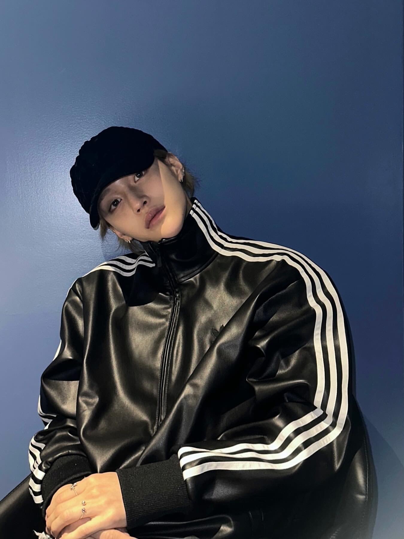 Adidas Faux Leather Adicolor 3S Loose Firebird Tracksuit Jacket Black - KR Sizing 착용 스타일 - 1