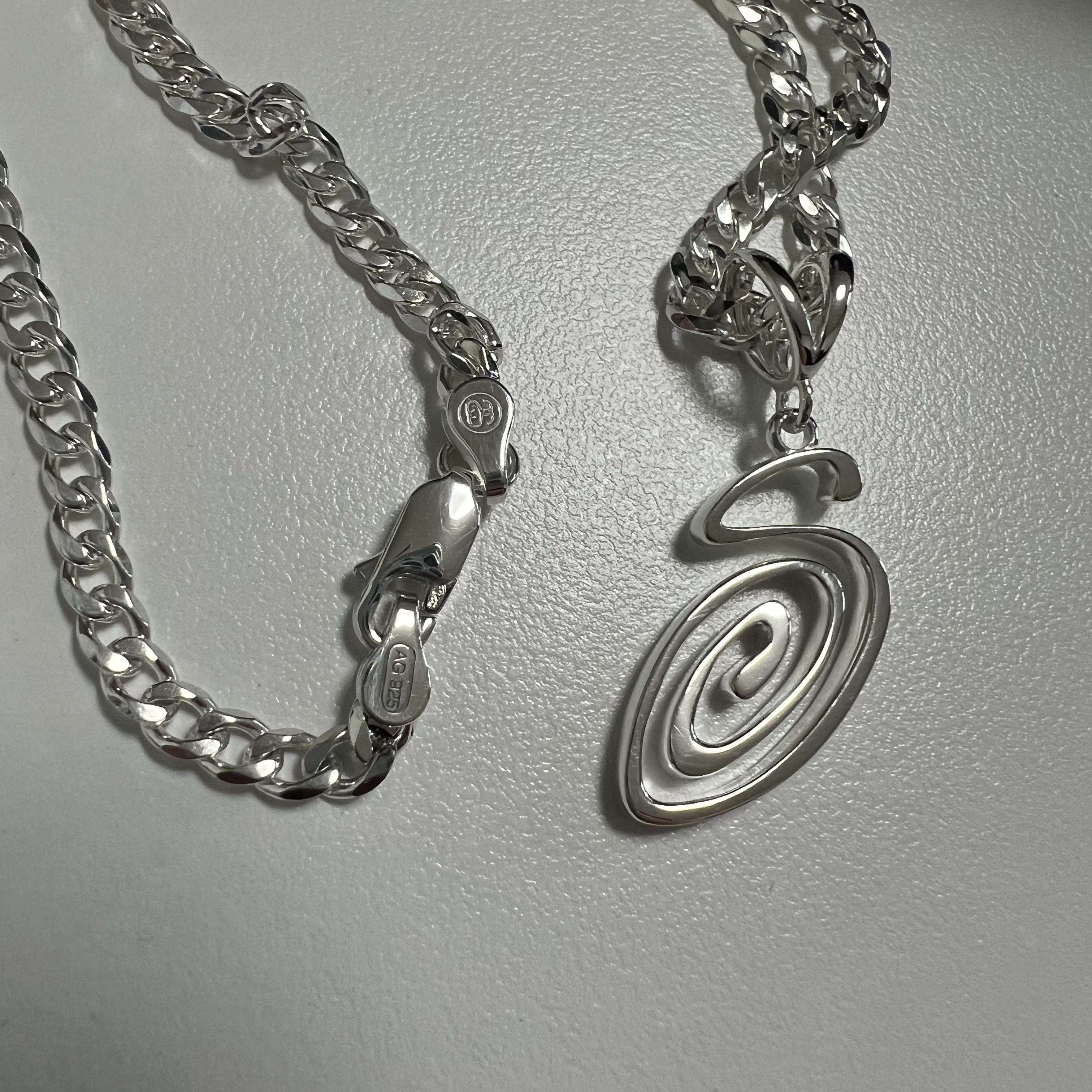 Stussy Swirly S Chain Sterling Silver ์ฐฉ์ฉ ์คํ์ผ - 2