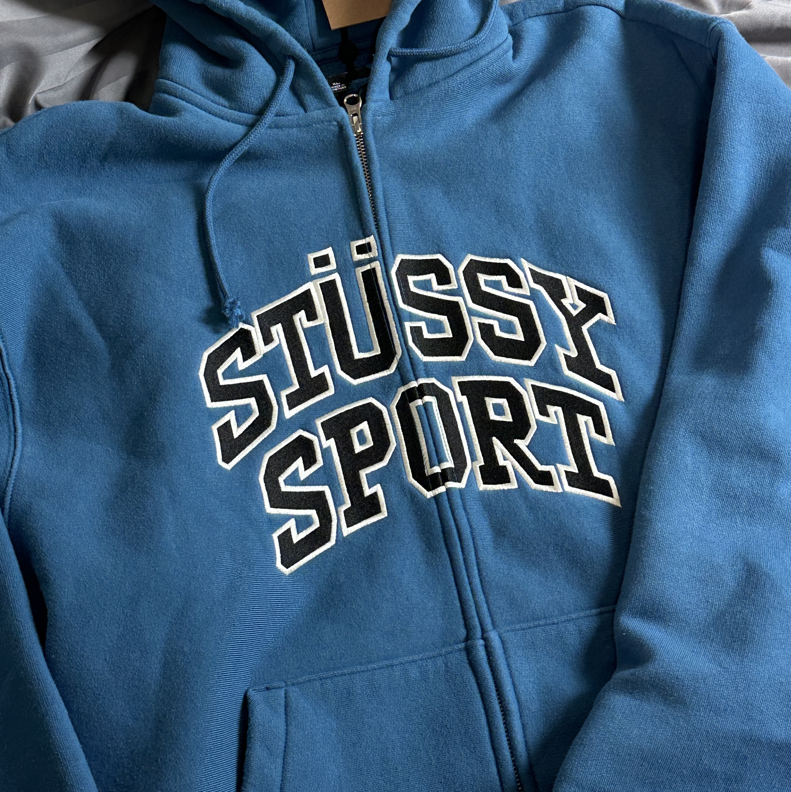 Stussy Sport Zip Hoodie Blue 착용 스타일