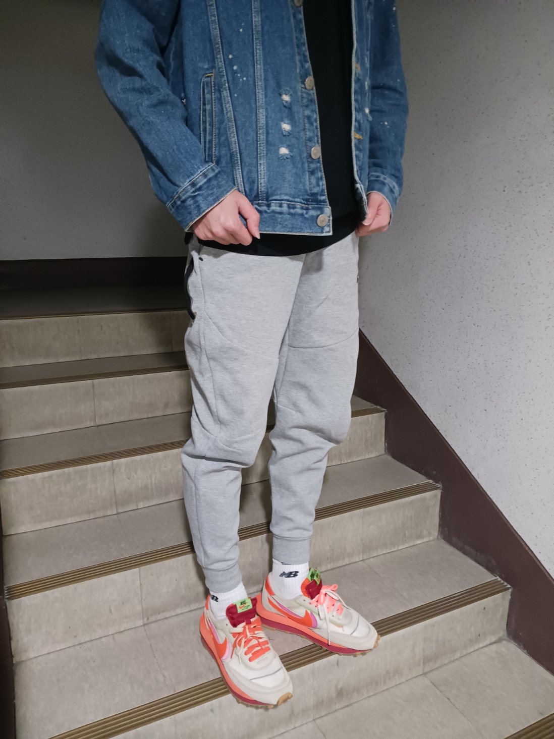Nike x Sacai x Clot LDWaffle Orange Blaze 착용 스타일 - 1