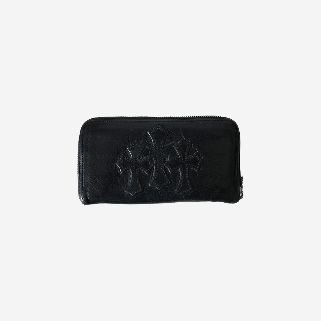 Hansroom Chrome Hearts 3 Cross Round Zipper Leather Wallet Black 상세 이미지 1