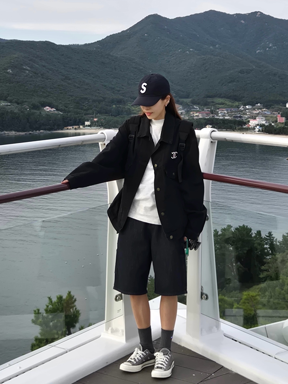 Supreme Seersucker S Logo 6-Panel Black - 24SS, Greenbutter Women Butter Long Socks Charcoal 착용 스타일 - 2