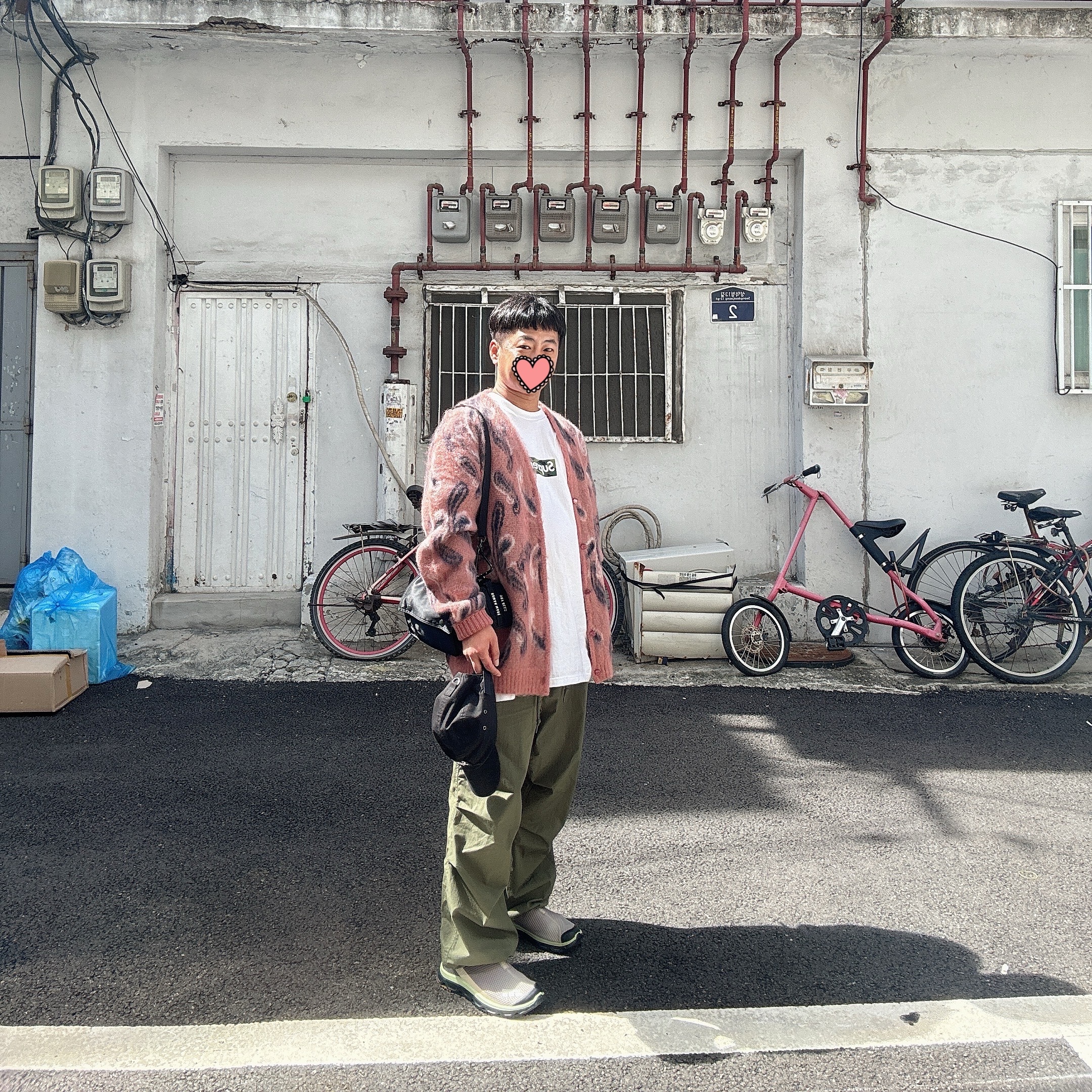 Needles Mohair Cardigan Paisley, Supreme Box Logo T-Shirt White - 23FW 착용 스타일