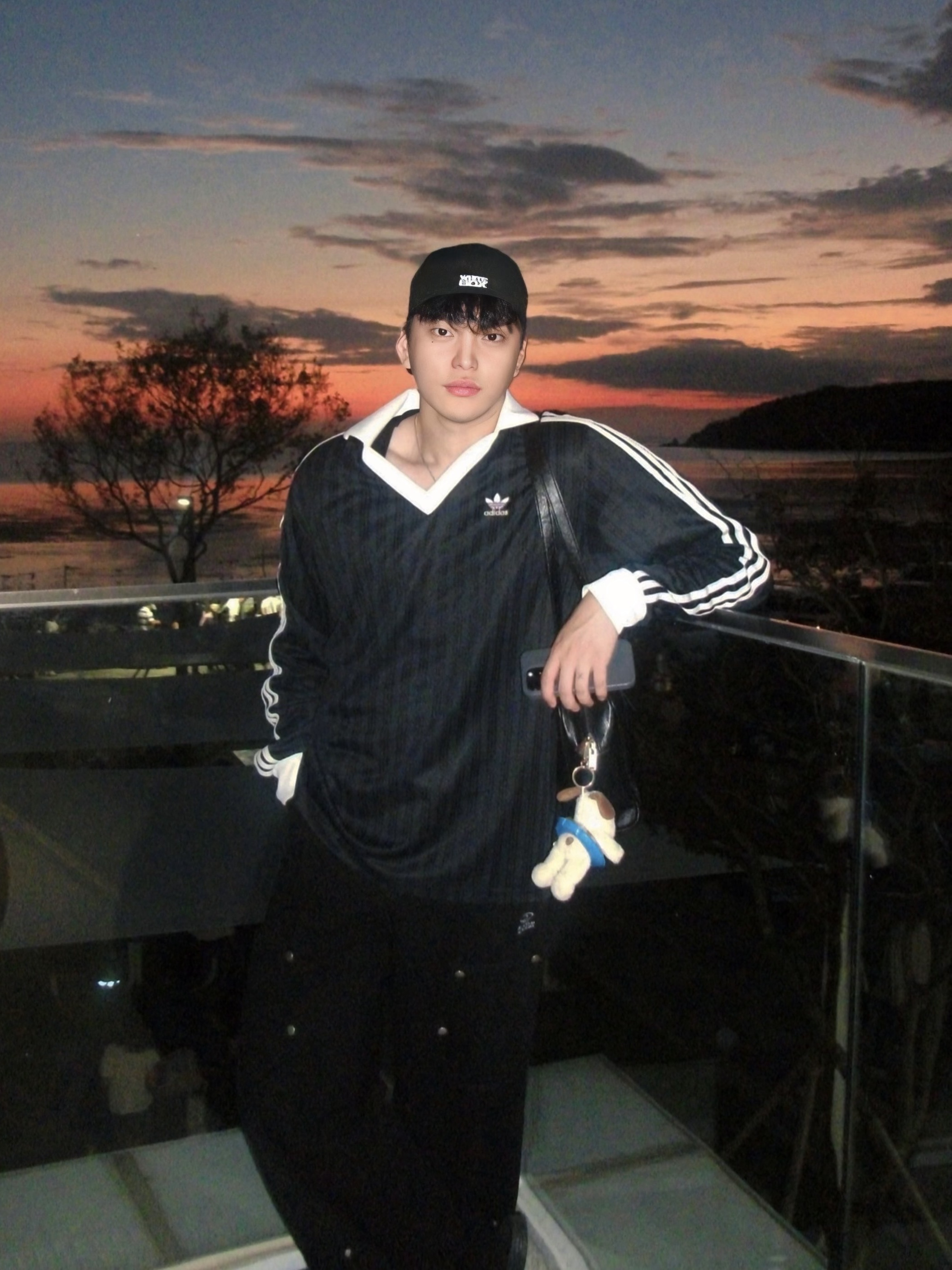Adidas Adicolor Pique Football Long Sleeve T-Shirt Black - KR Sizing 착용 스타일