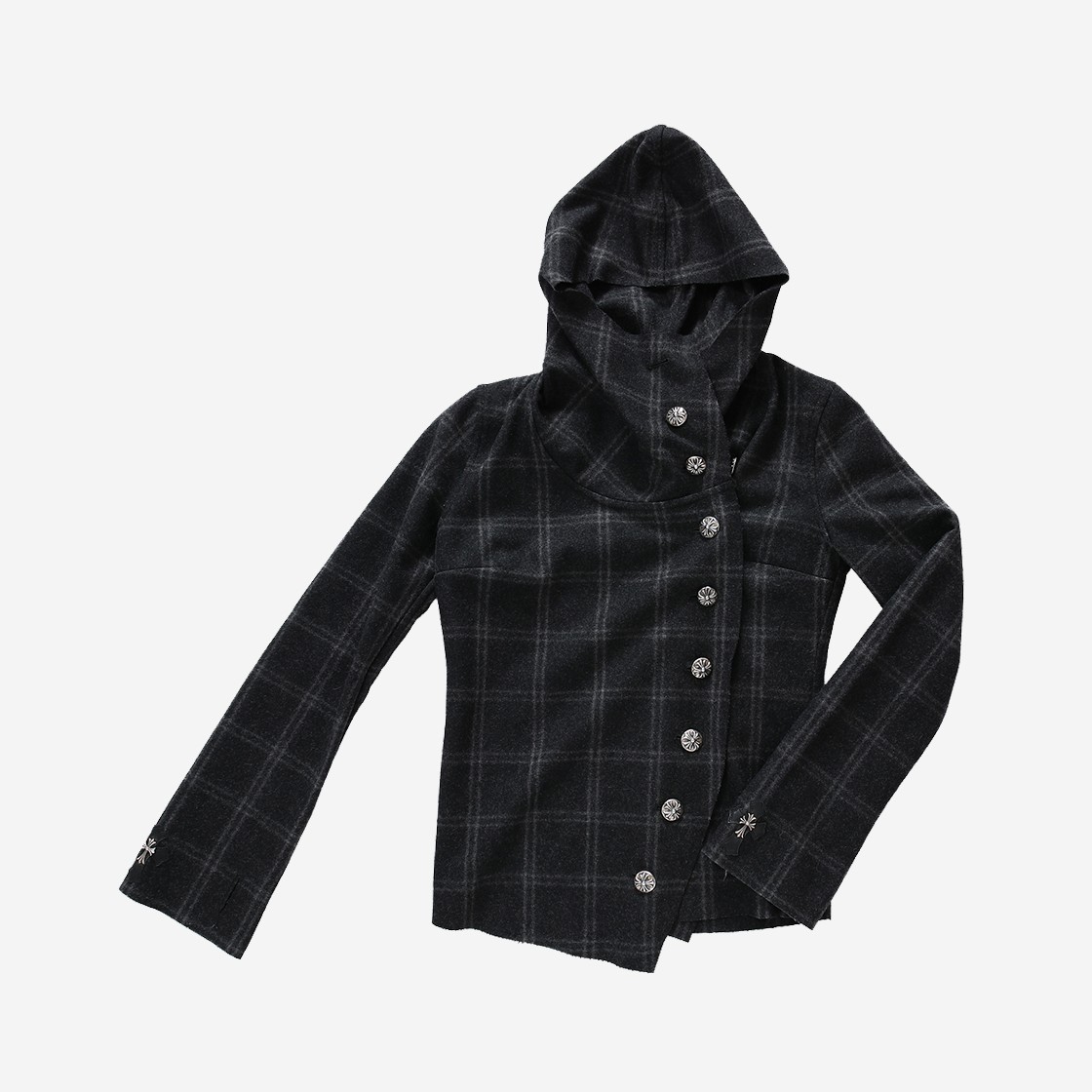 Hansroom Chrome Hearts Plaid Hooded Blazer Cross Patch Sleeves 상세 이미지 1