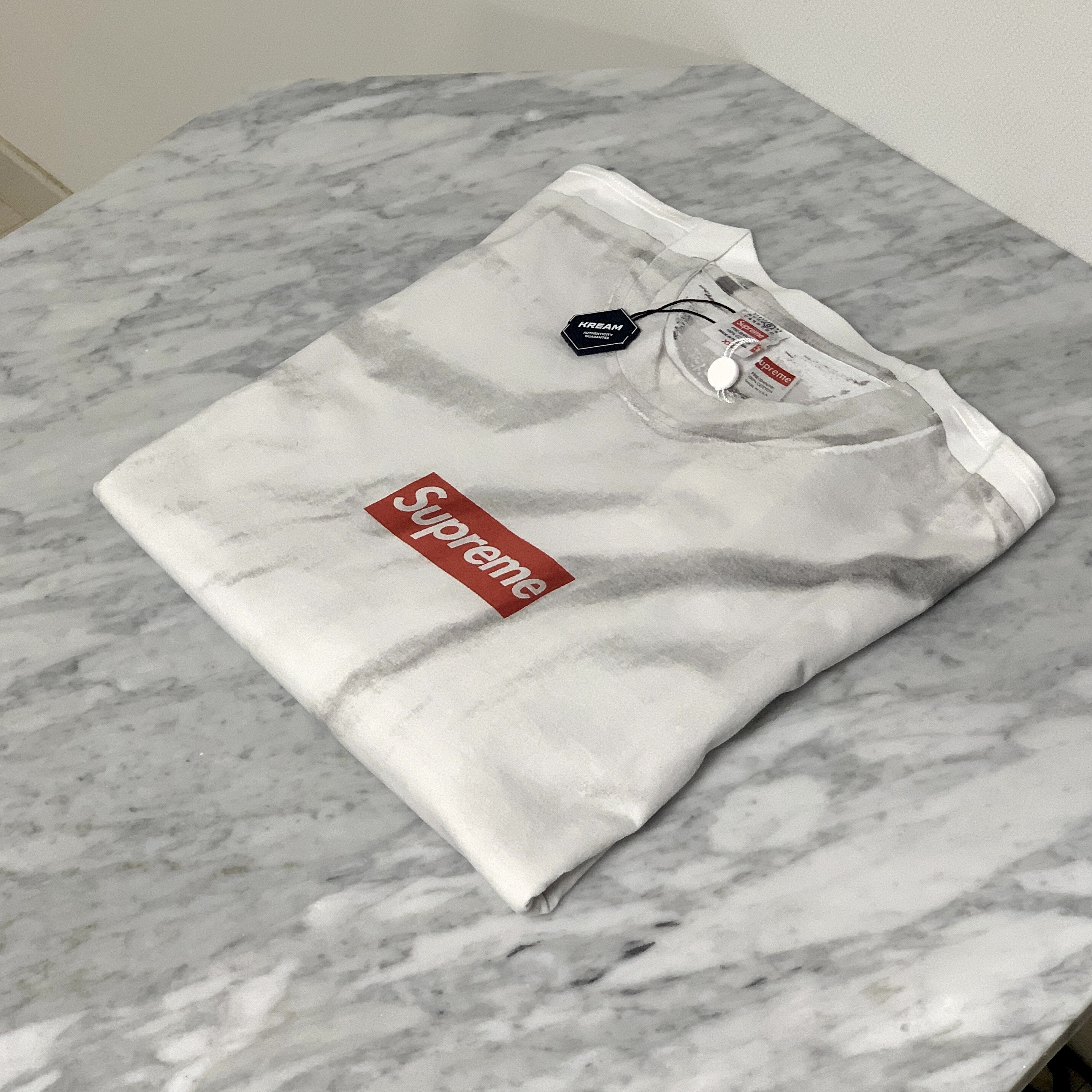 Supreme x MM6 Maison Margiela Box Logo T-Shirt White - 24SS 착용 스타일
