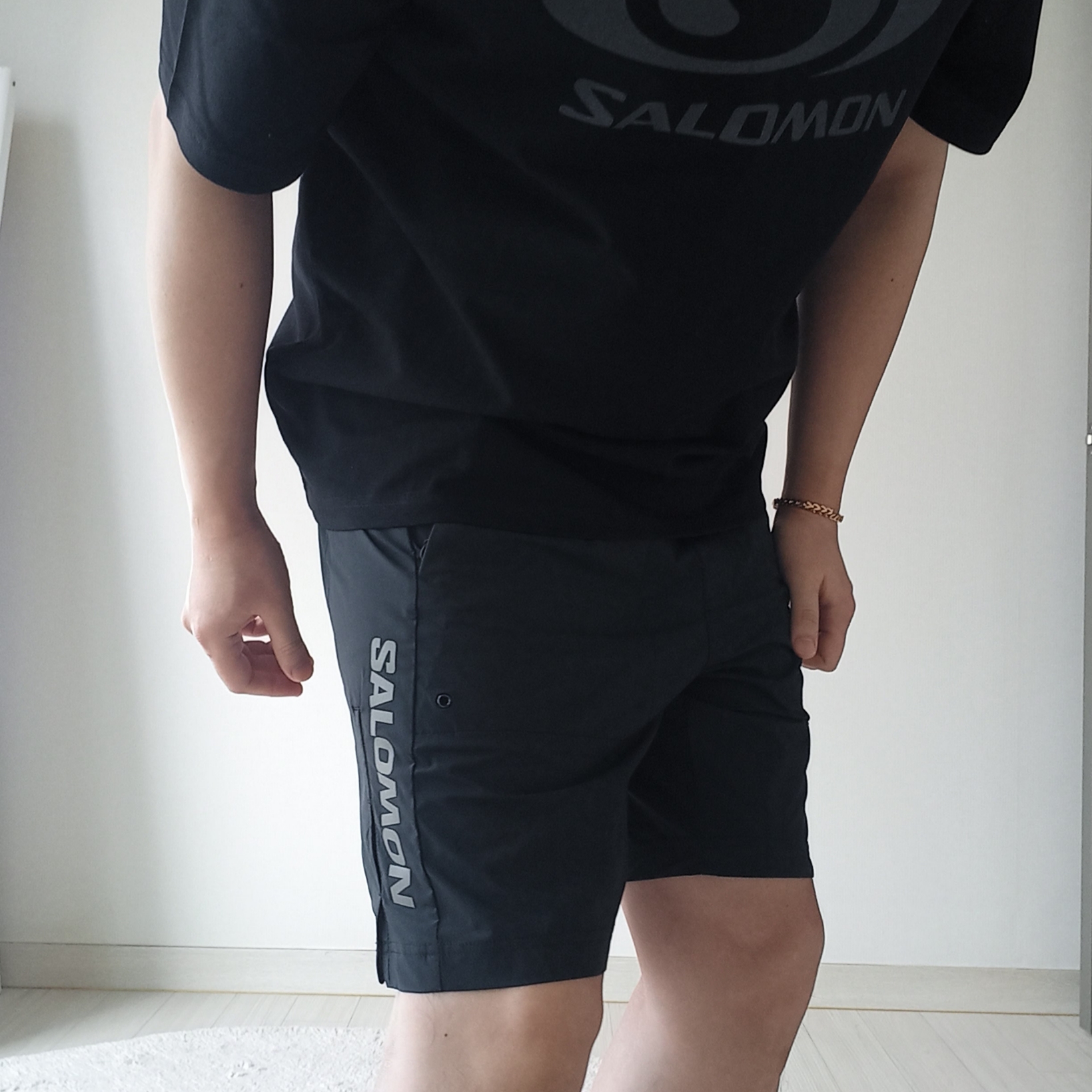 Salomon Link Short Sleeve T-Shirt Black 착용 스타일 - 3