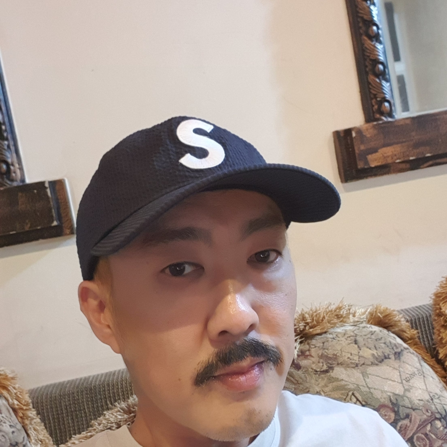 Supreme Seersucker S Logo 6-Panel Black - 24SS 착용 스타일 - 1