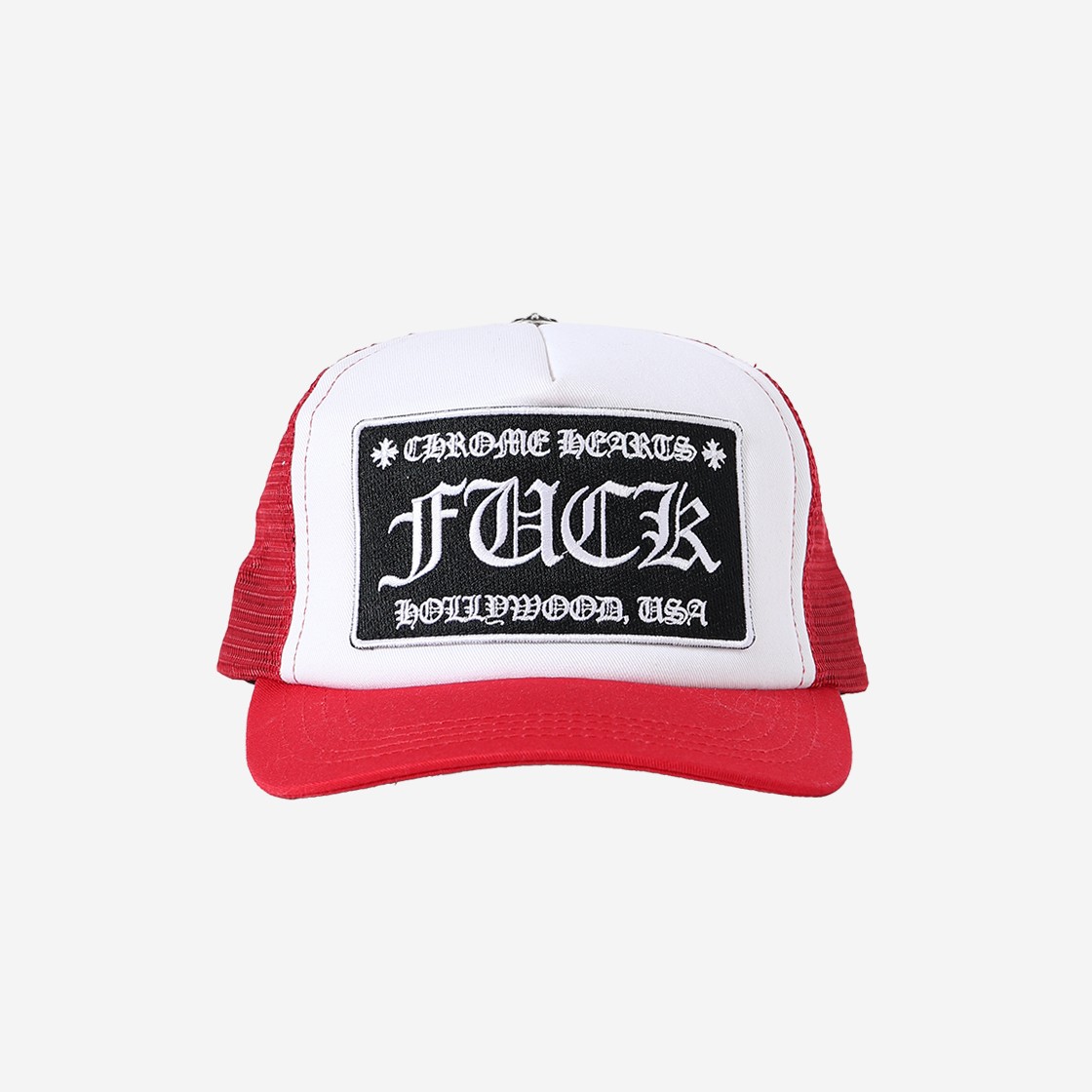 Hansroom Chrome Hearts Fuck Hollywood Trucker Hat Red White 상세 이미지 1