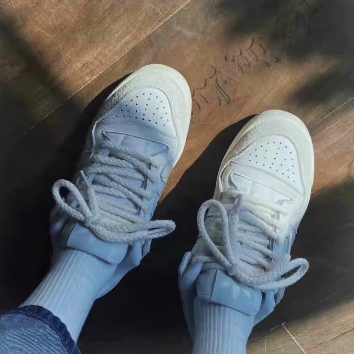 (GS) Nike Dunk Low Football Grey Mineral Teal 착용 스타일 - 3