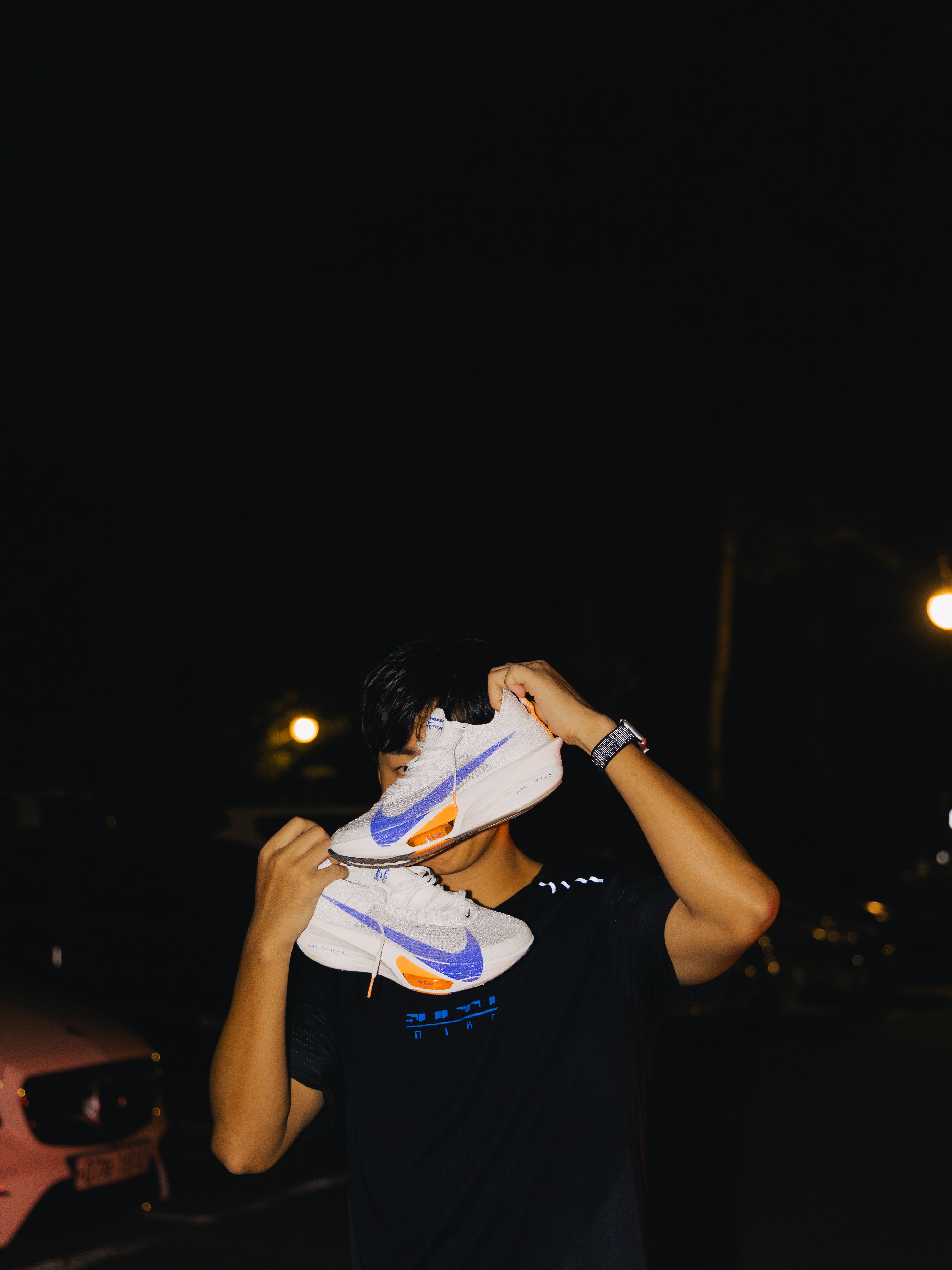 Nike Air Zoom Alphafly Next% 3 Blueprint, CEP Paris Vibes Mid Cut Socks White Blue mix 착용 스타일 - 1