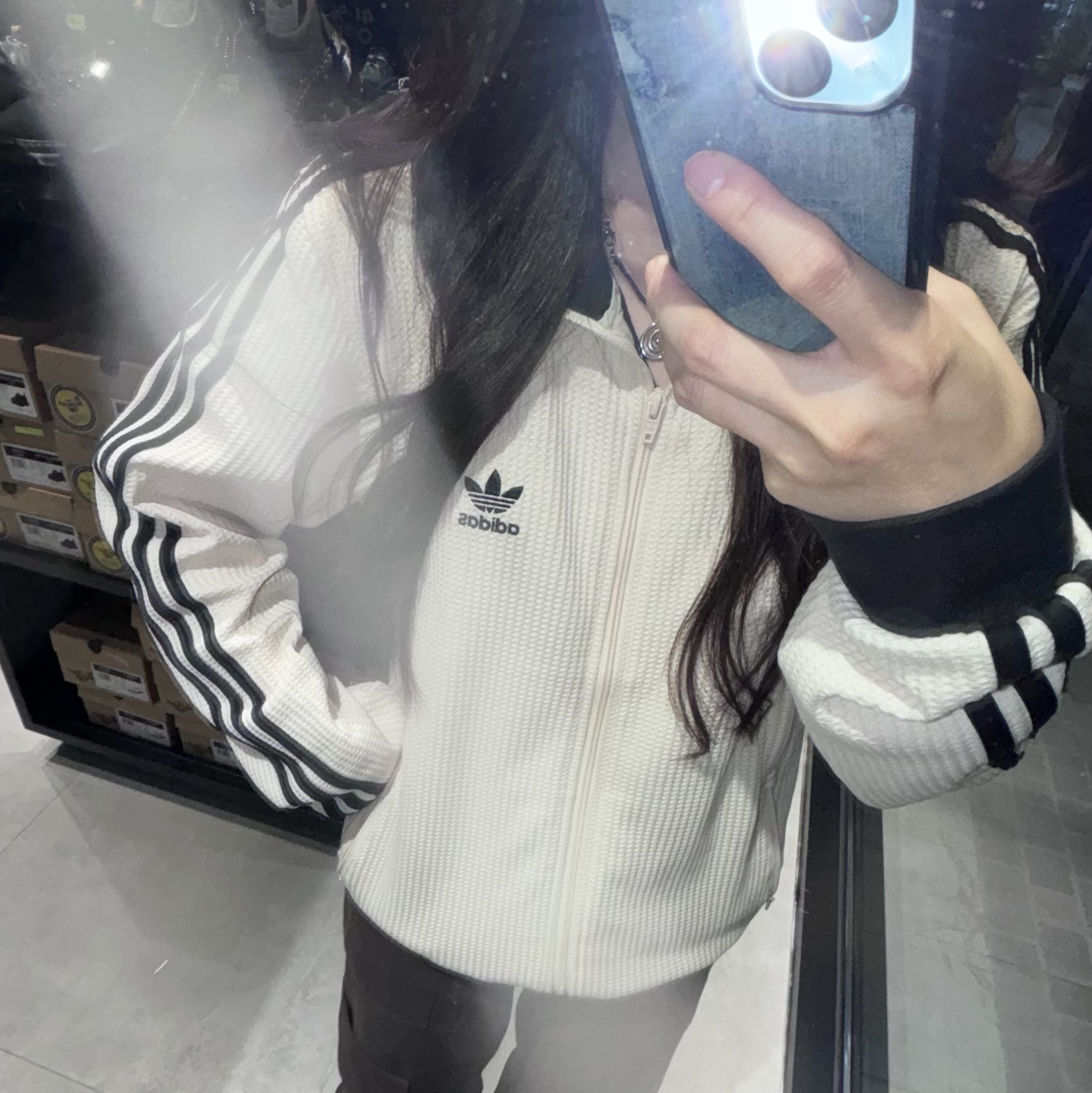 Adidas Waffle Beckenbauer Track Top Wonder White - KR Sizing 착용 스타일