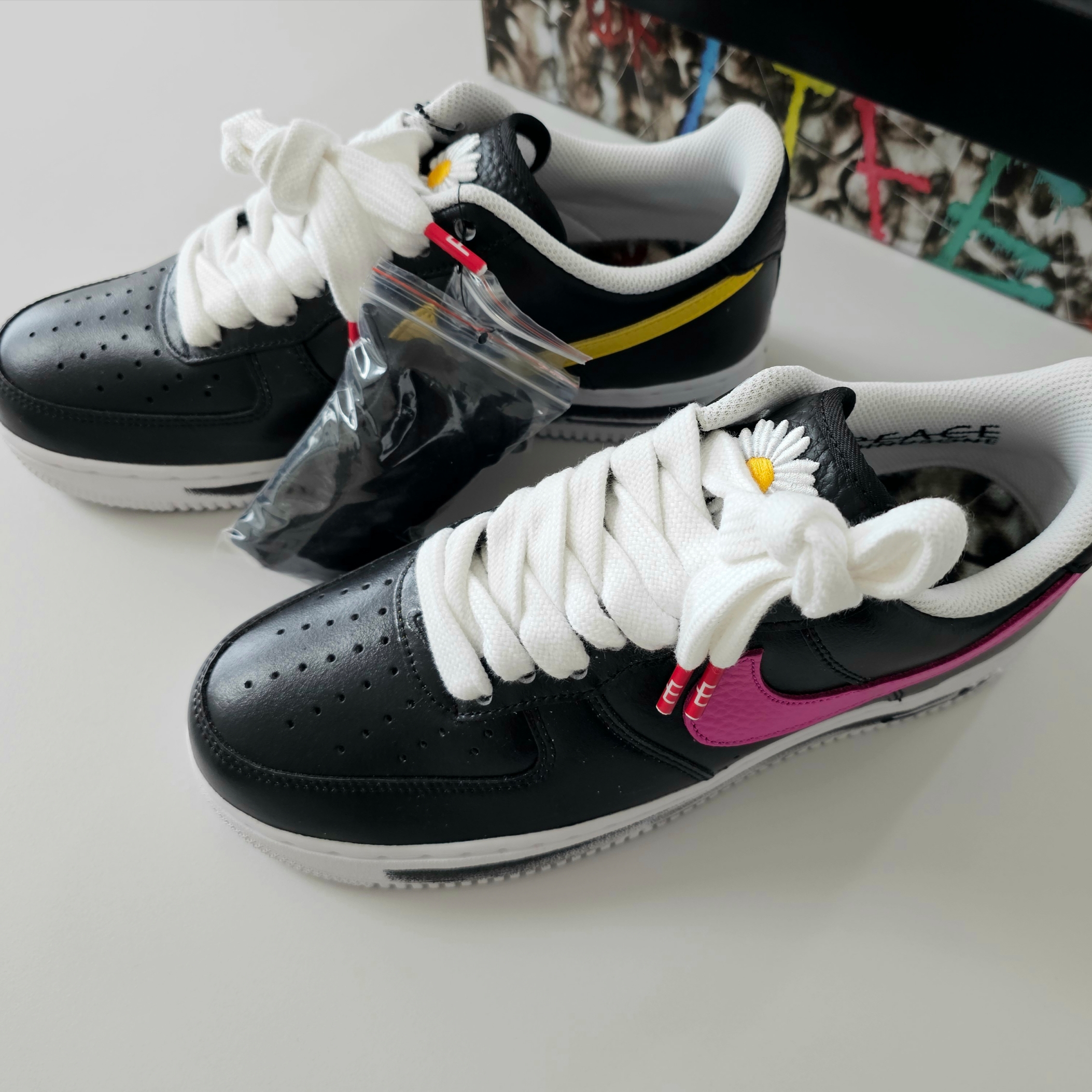 Nike x Peaceminusone Air Force 1 Low Para-Noise 3.0 Black and Multicolor 착용 스타일 - 1