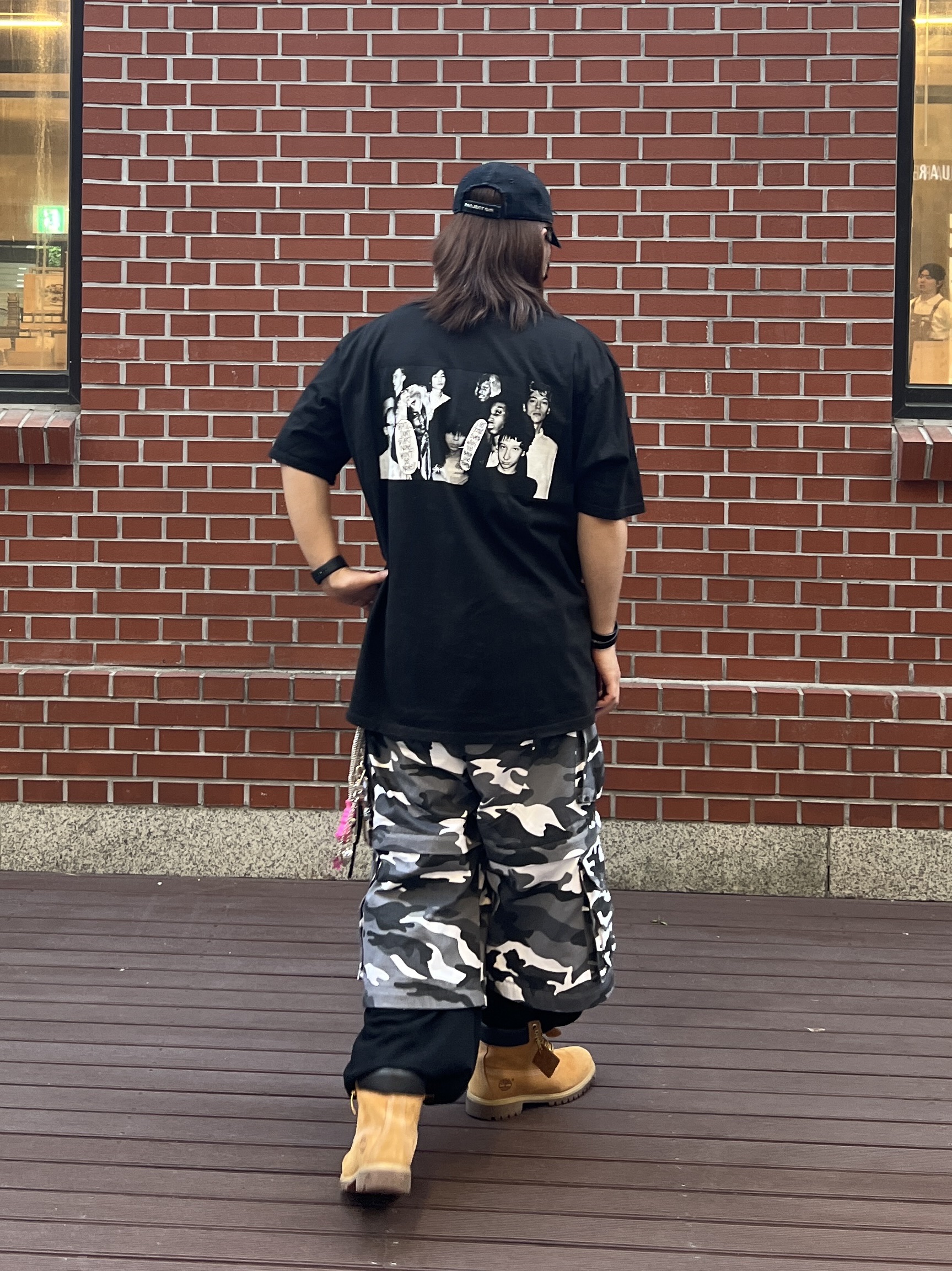 Project G/R Distressed Filth Club Cap Washed Black, Stussy x Martine Rose Collage Pigment Dyed T-Shirt Black 착용 스타일 - 2