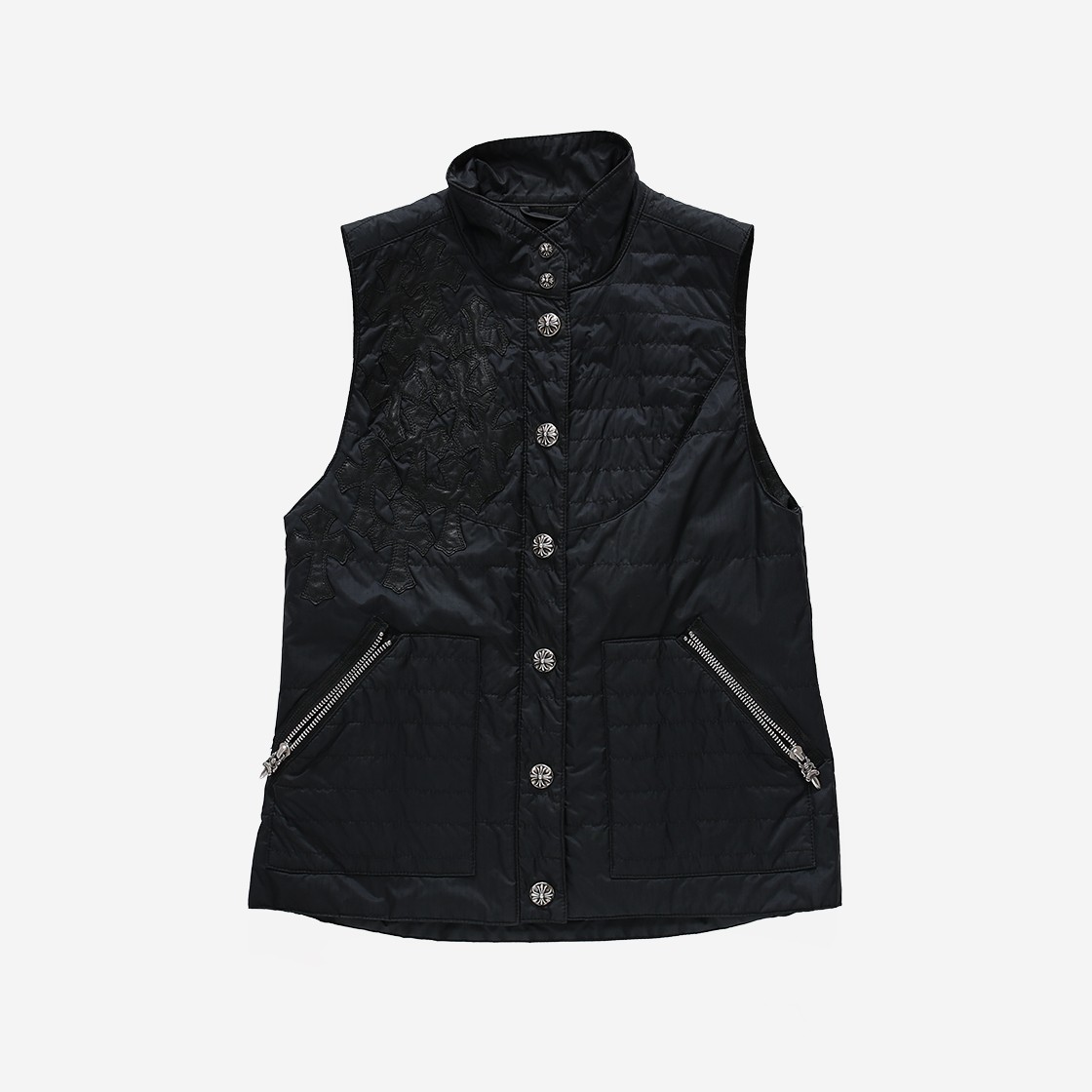 Hansroom Chrome Heart Leather Cross Patch Vest Black 상세 이미지 1