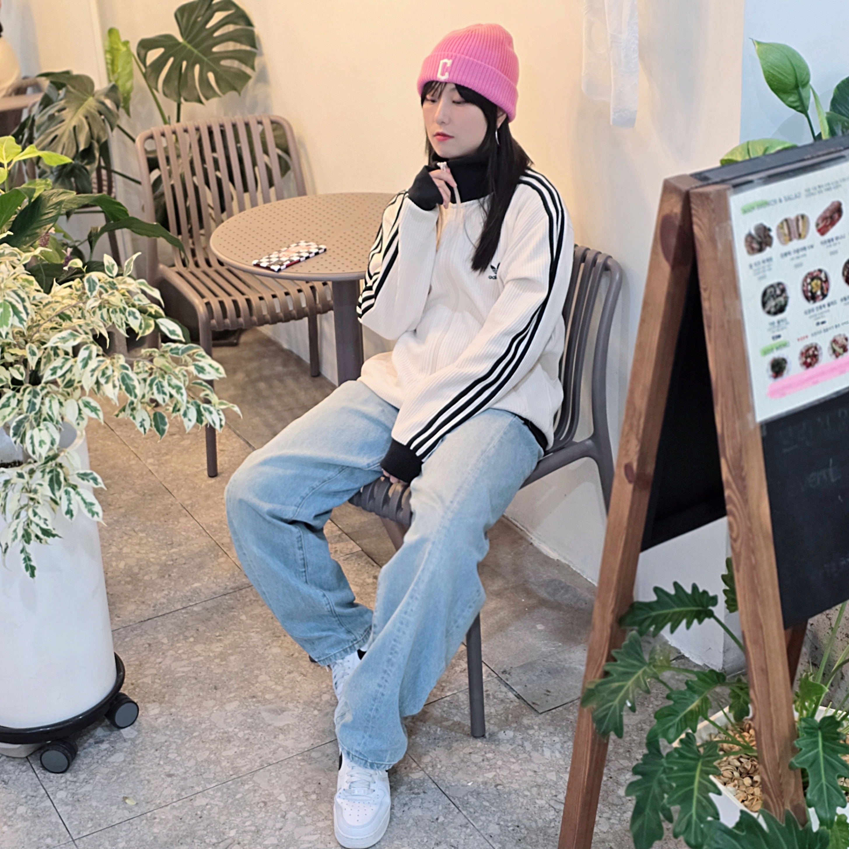 Adidas Waffle Beckenbauer Track Top Wonder White - KR Sizing 착용 스타일 - 1