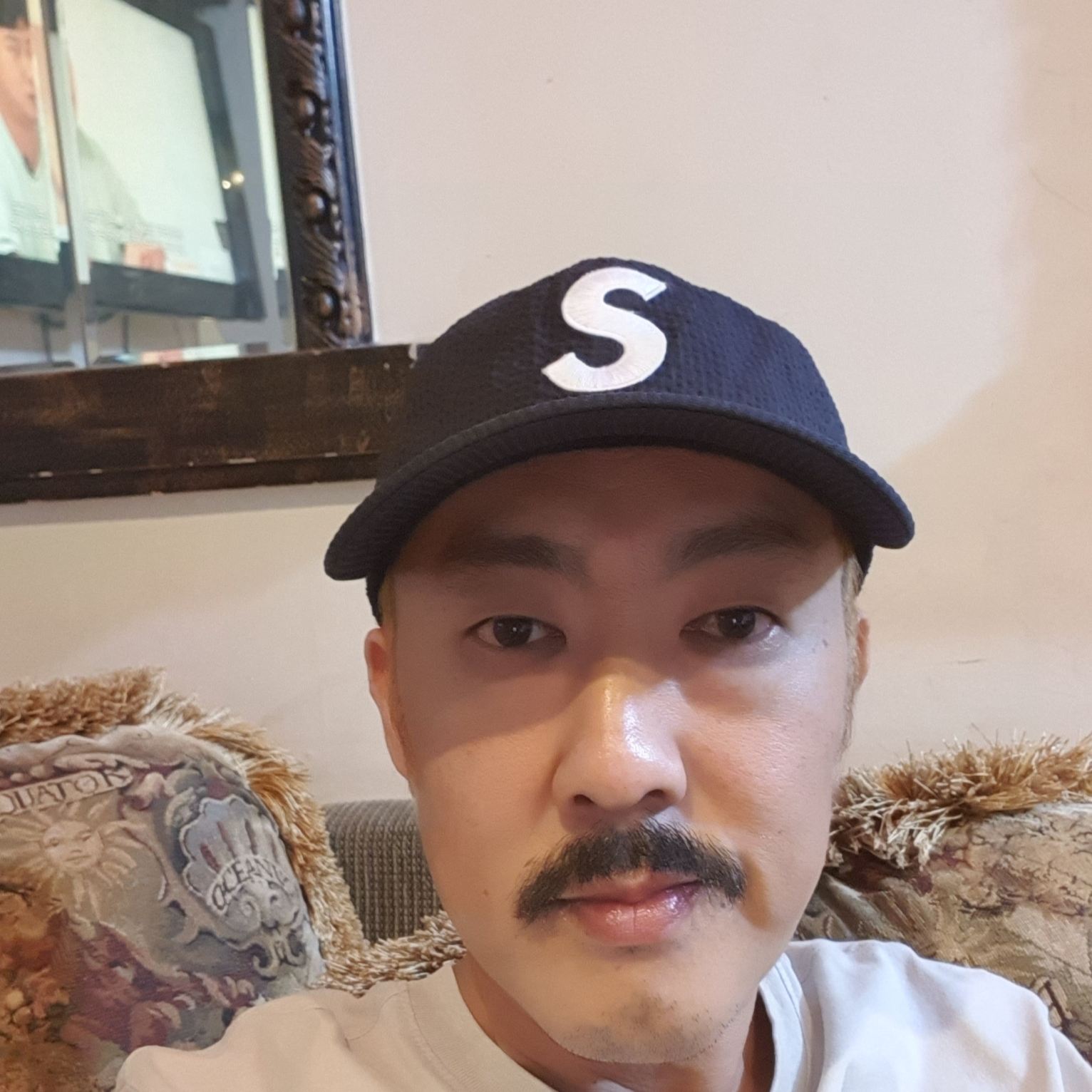 Supreme Seersucker S Logo 6-Panel Black - 24SS 착용 스타일 - 2