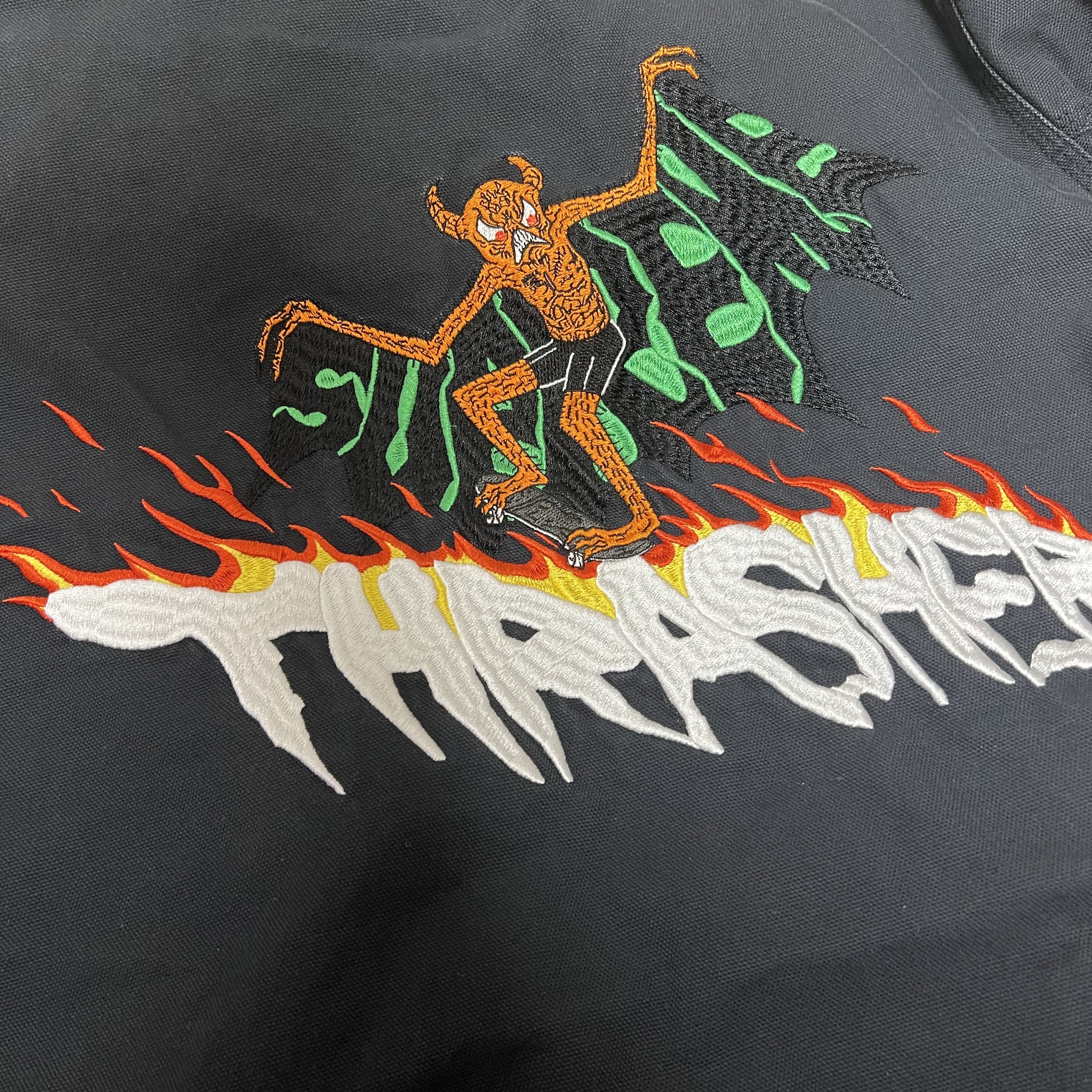 Supreme x Thrasher Hooded Work Jacket Black - 24FW 착용 스타일