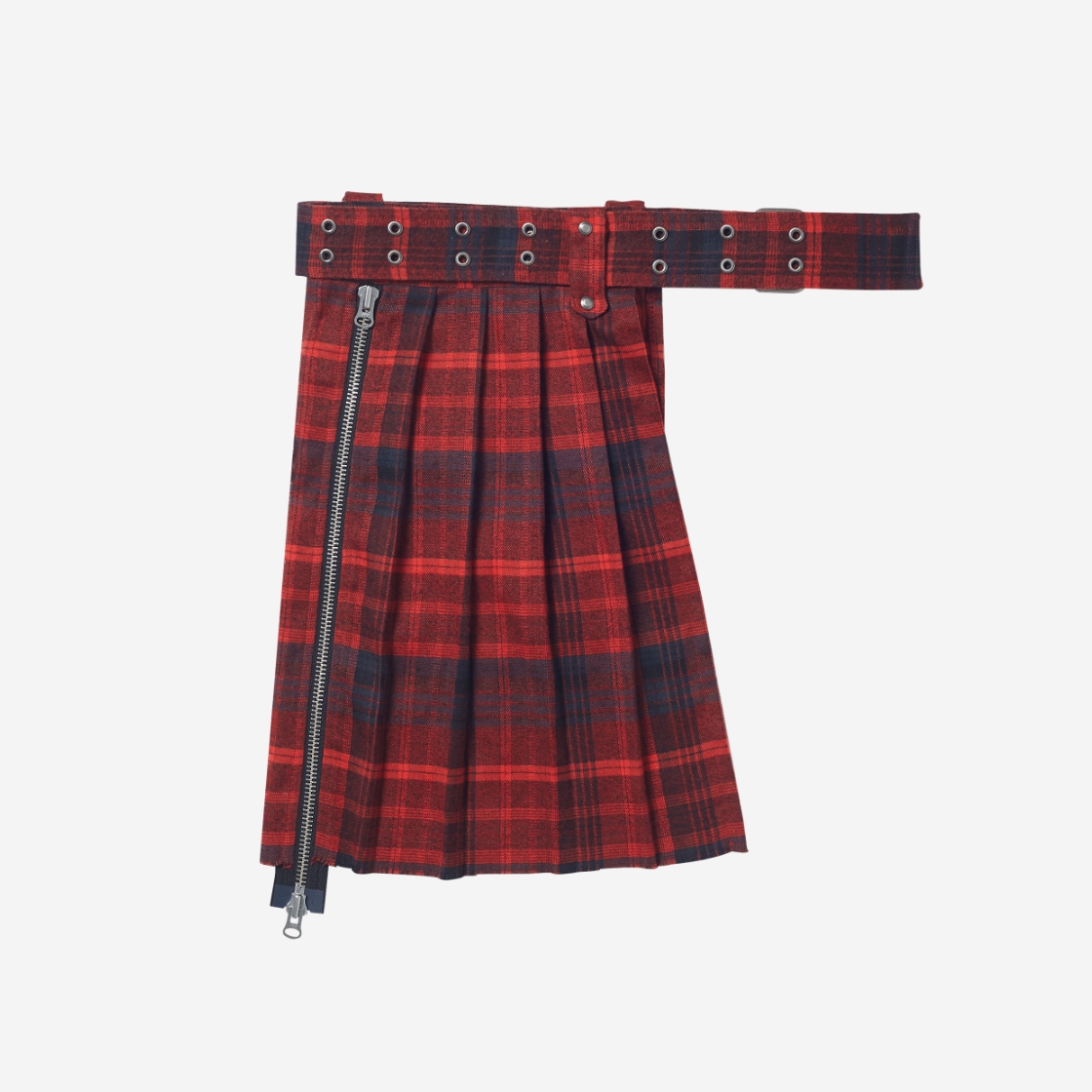 베이컨트 아카이브 바제스 레이어드 스커트 벨트 체크 레드 차콜(Vacant Archive Bajess Layered Skirt Belt Check Red Charcoal) - 2