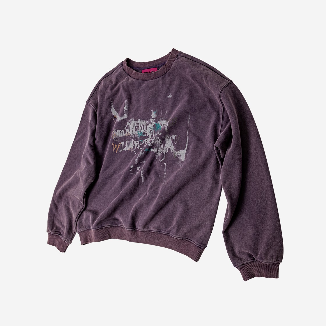 MELLOW Graphic Vintage Washing Sweatshirt Purple 상세 이미지 2