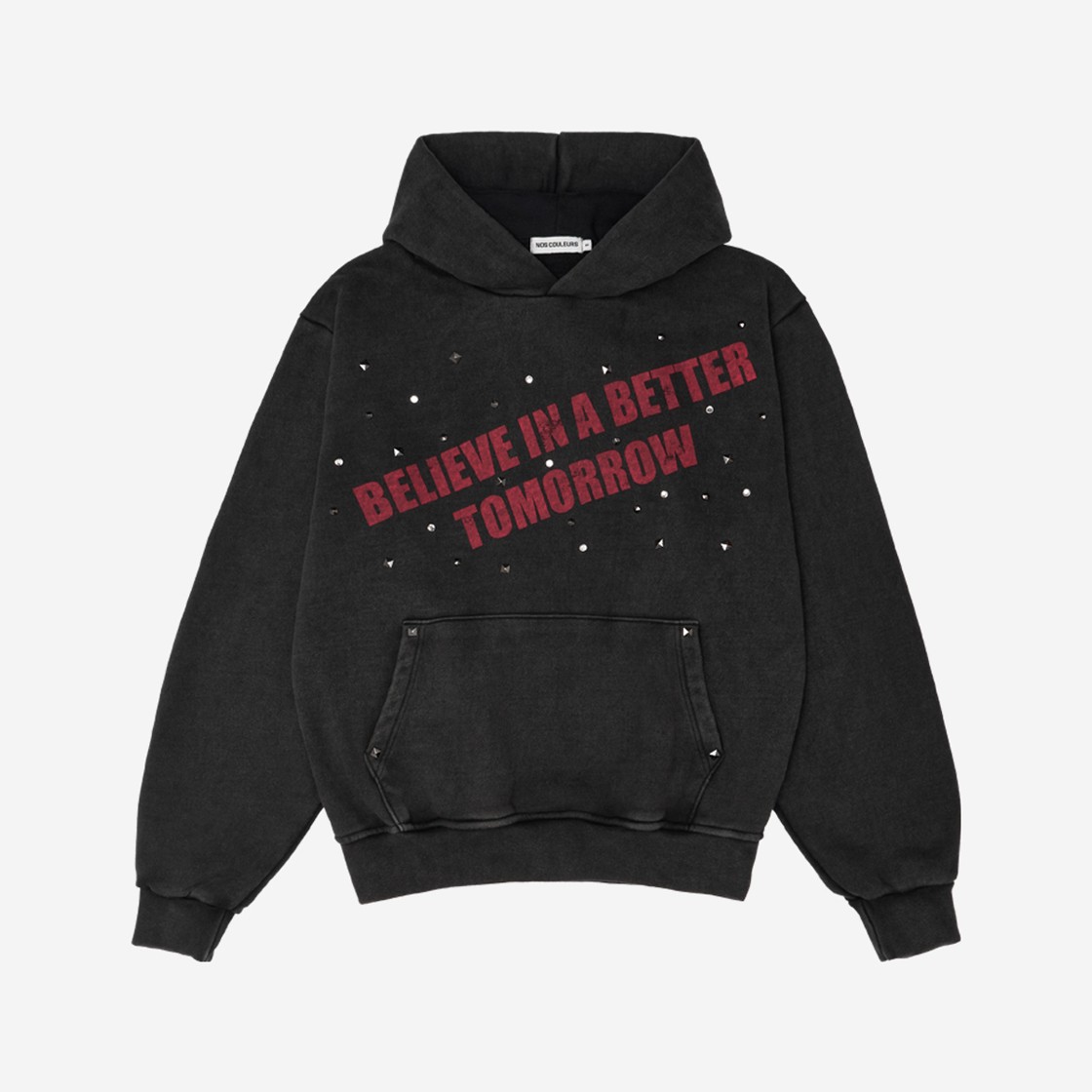 Nos Couleurs Believe Stud Hoodie Black 상세 이미지 1