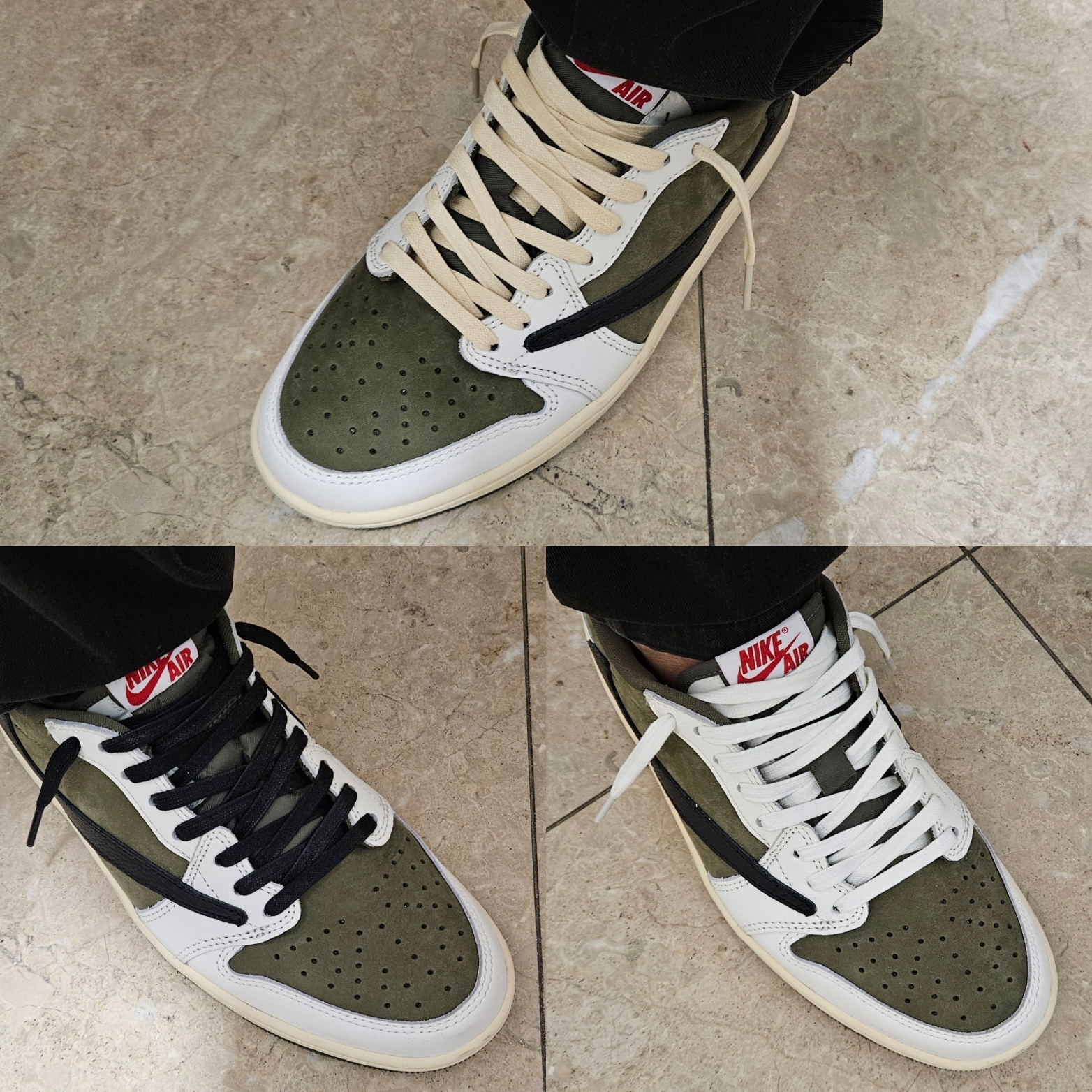 Jordan 1 x Travis Scott Retro Low OG SP Reverse Olive 착용 스타일