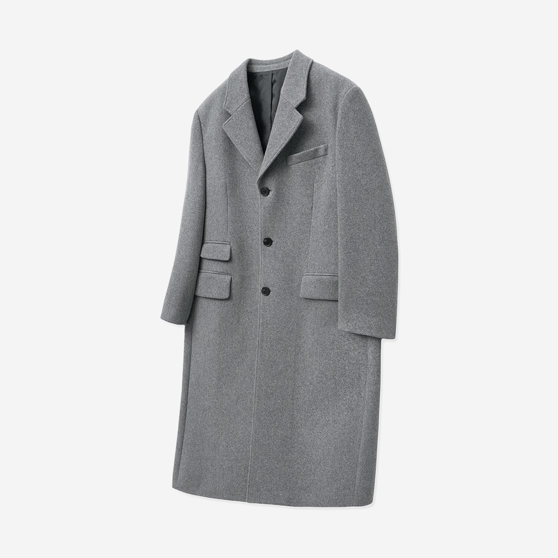 TNGT Over-Fit Cashmere 3Button Tailored Coat Melange Grey 상세 이미지 1