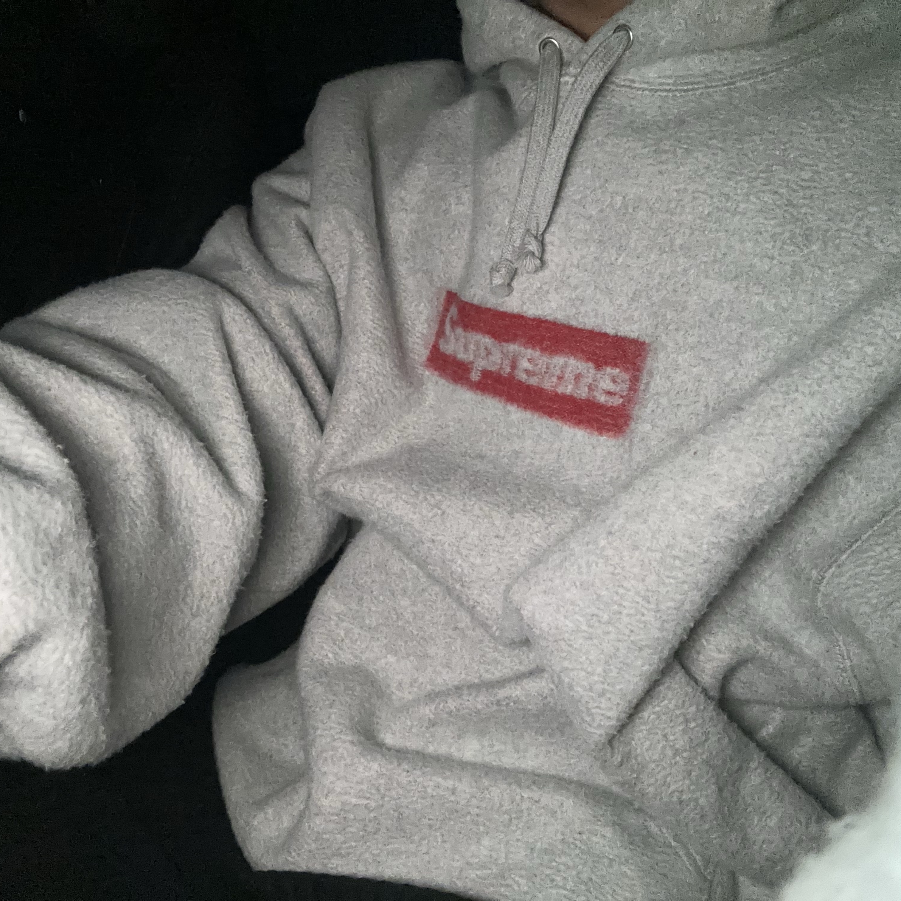 Supreme Inside Out Box Logo Hooded Sweatshirt Heather Grey - 23SS 착용 스타일
