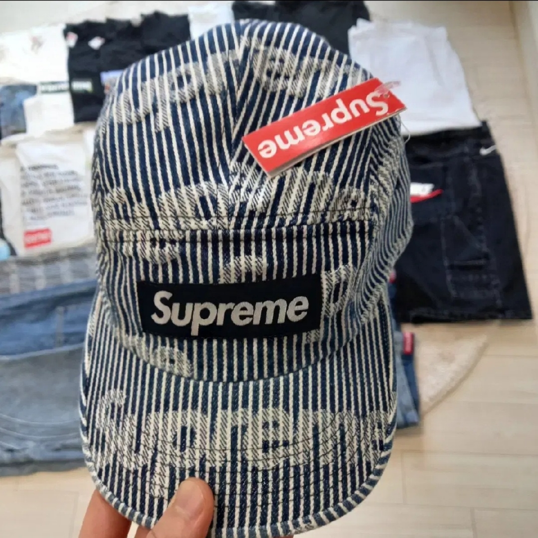 Supreme Denim Camp Cap Stripe - 24SS 착용 스타일 - 1