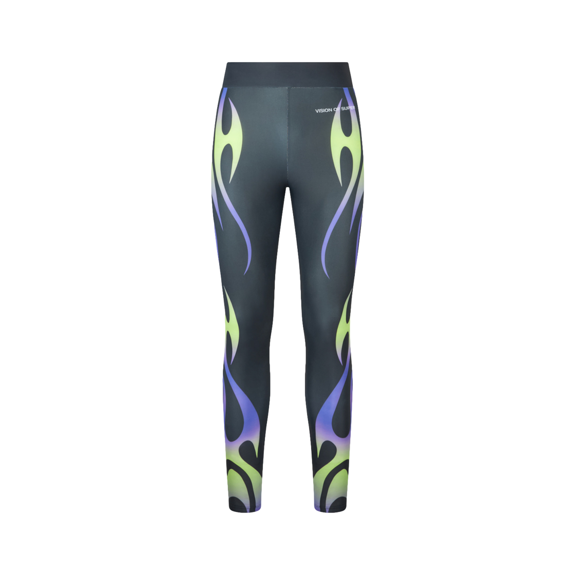 Vision Of Super Black Leggins With Printed Tribal Flames And Logo 상세 이미지 1