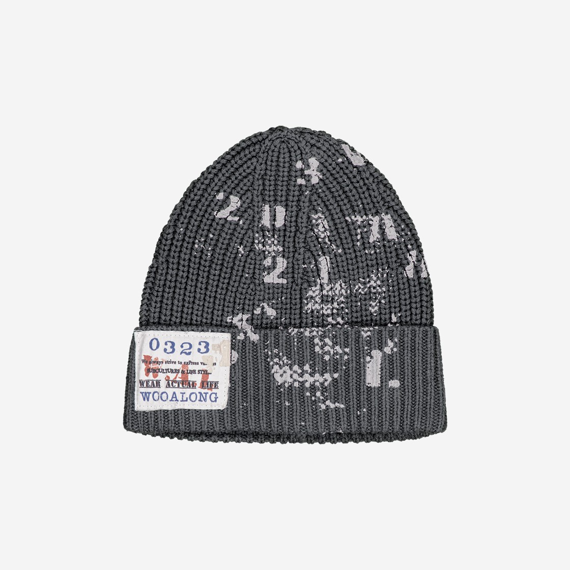 MELLOW Typo Graphic Beanie Charcoal 상세 이미지 1