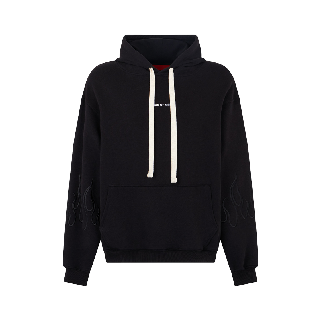 Vision Of Super Black Hoodie With Embroidered Black Flames 상세 이미지 1