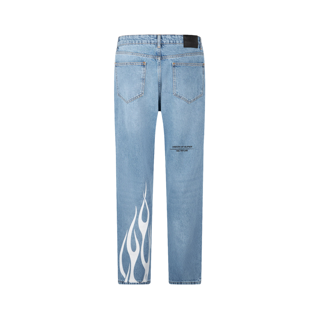 Vision Of Super Blue Denim Jeans With Printed Flames And Logo 상세 이미지 1