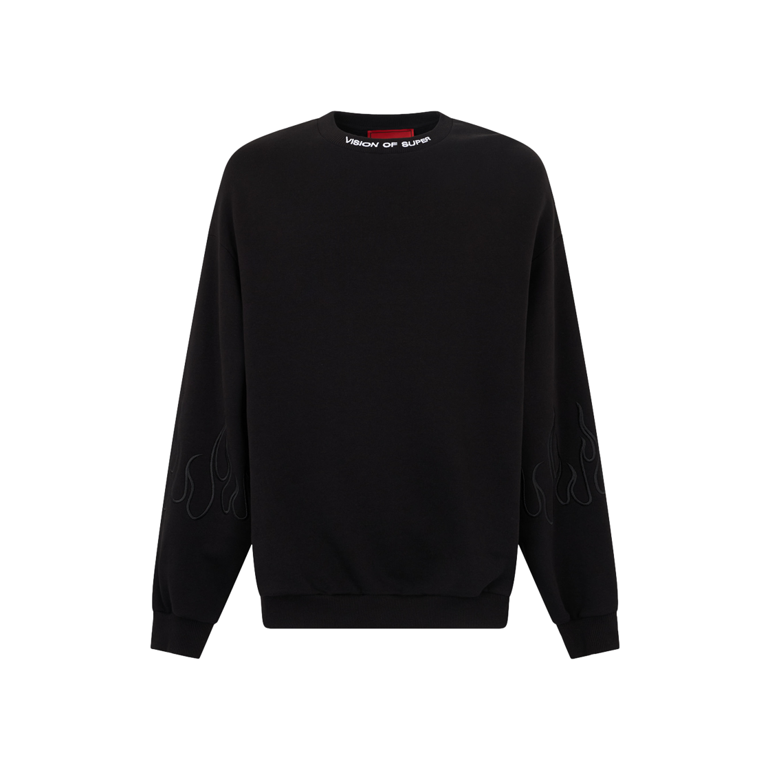 Vision Of Super Black Crewneck With Black Embroidered Flames 상세 이미지 1