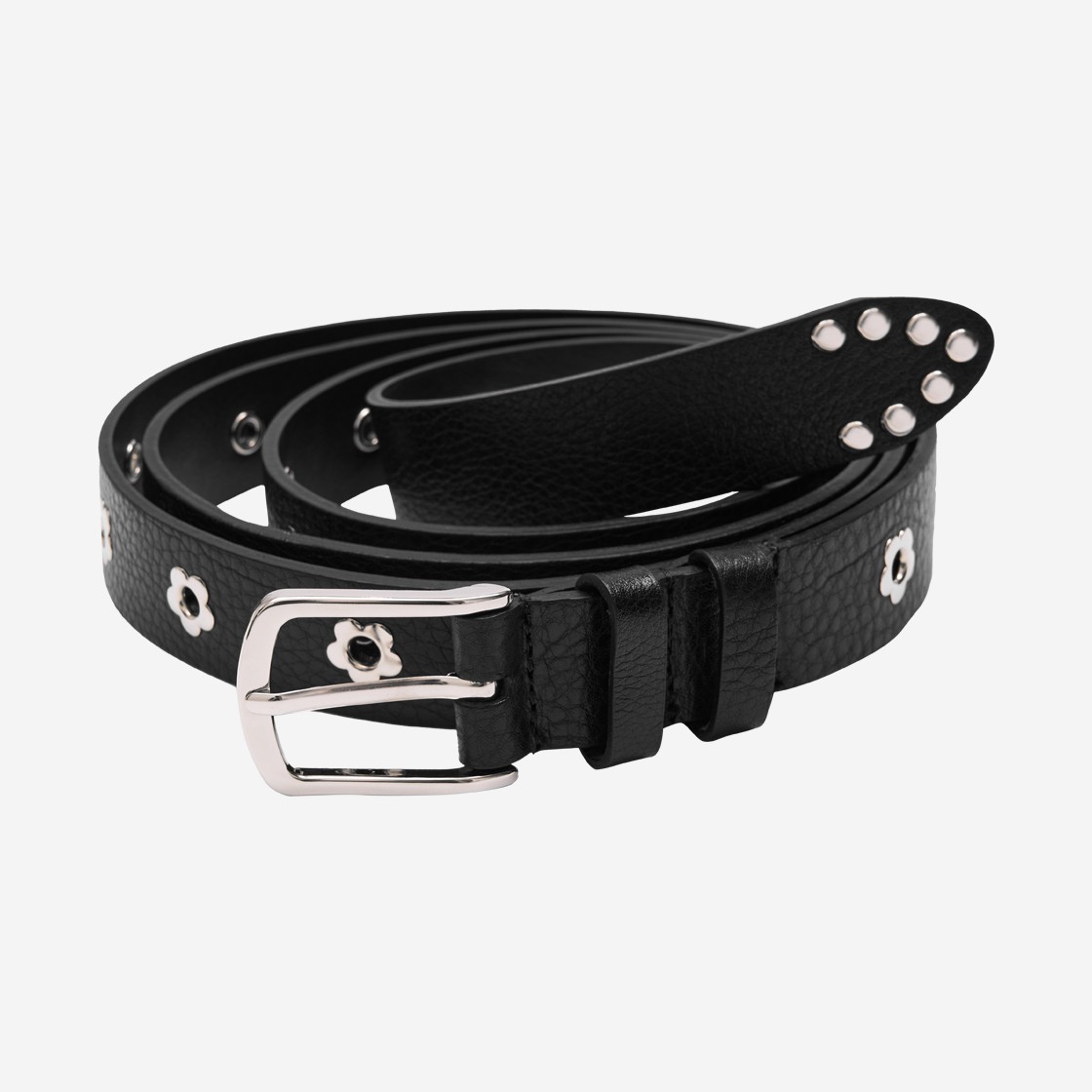 Nos Couleurs Flower Eyelet Belt Black 상세 이미지 1