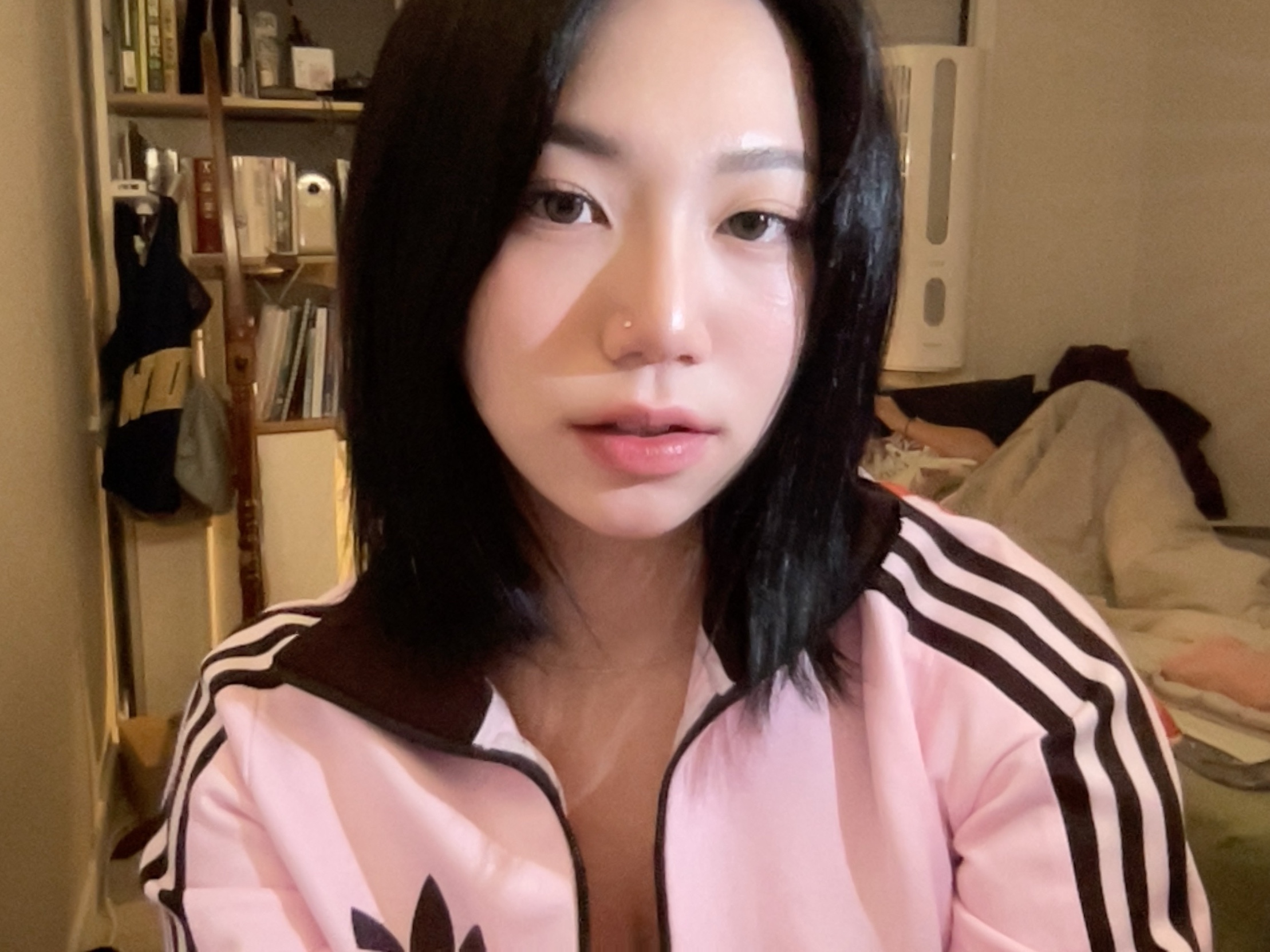 (W) Adidas Originals Beckenbauer Track Jacket Clear Pink - KR Sizing 착용 스타일 - 3